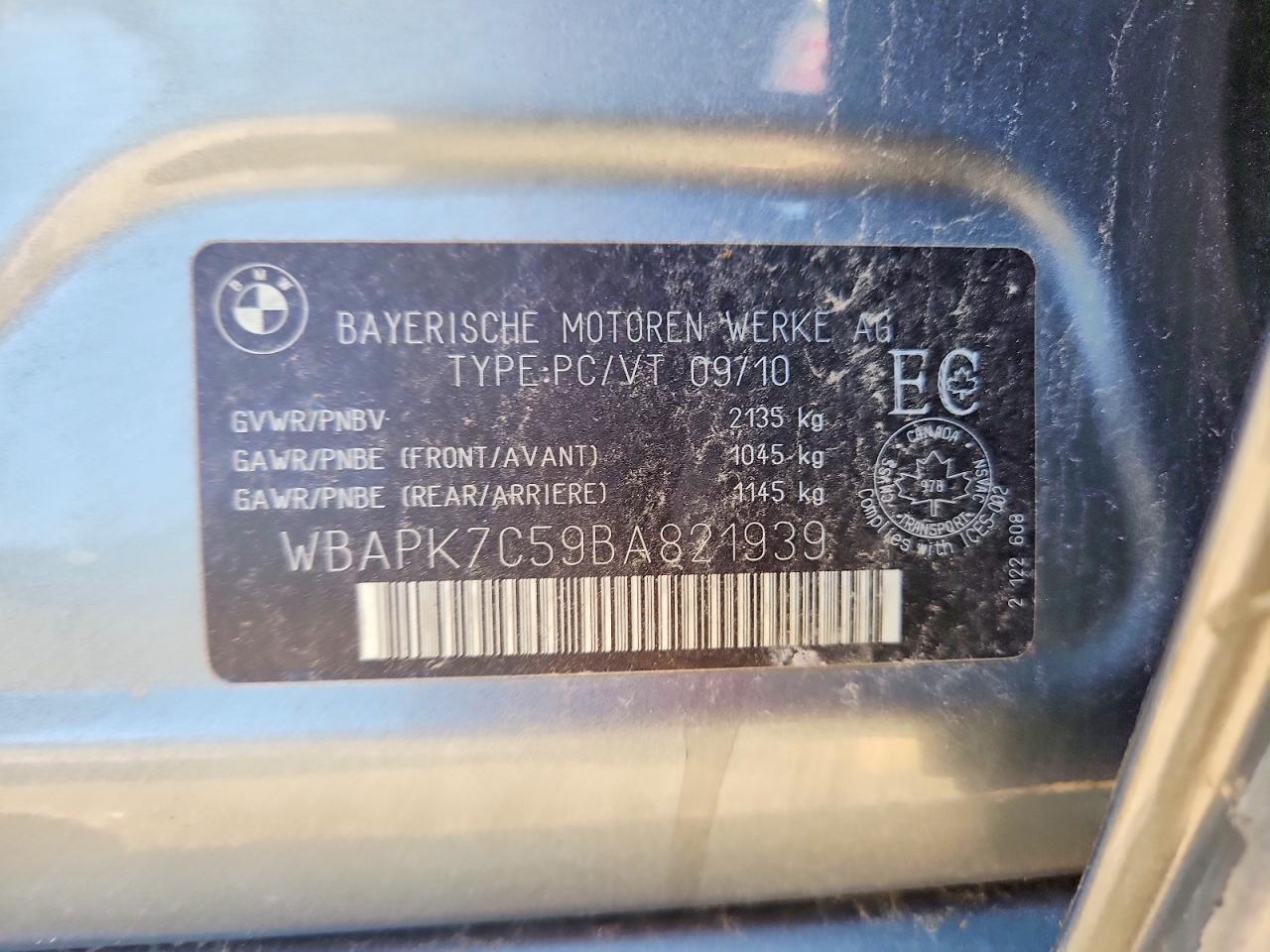 2011 Bmw 328 Xi Gray vin: WBAPK7C59BA821939