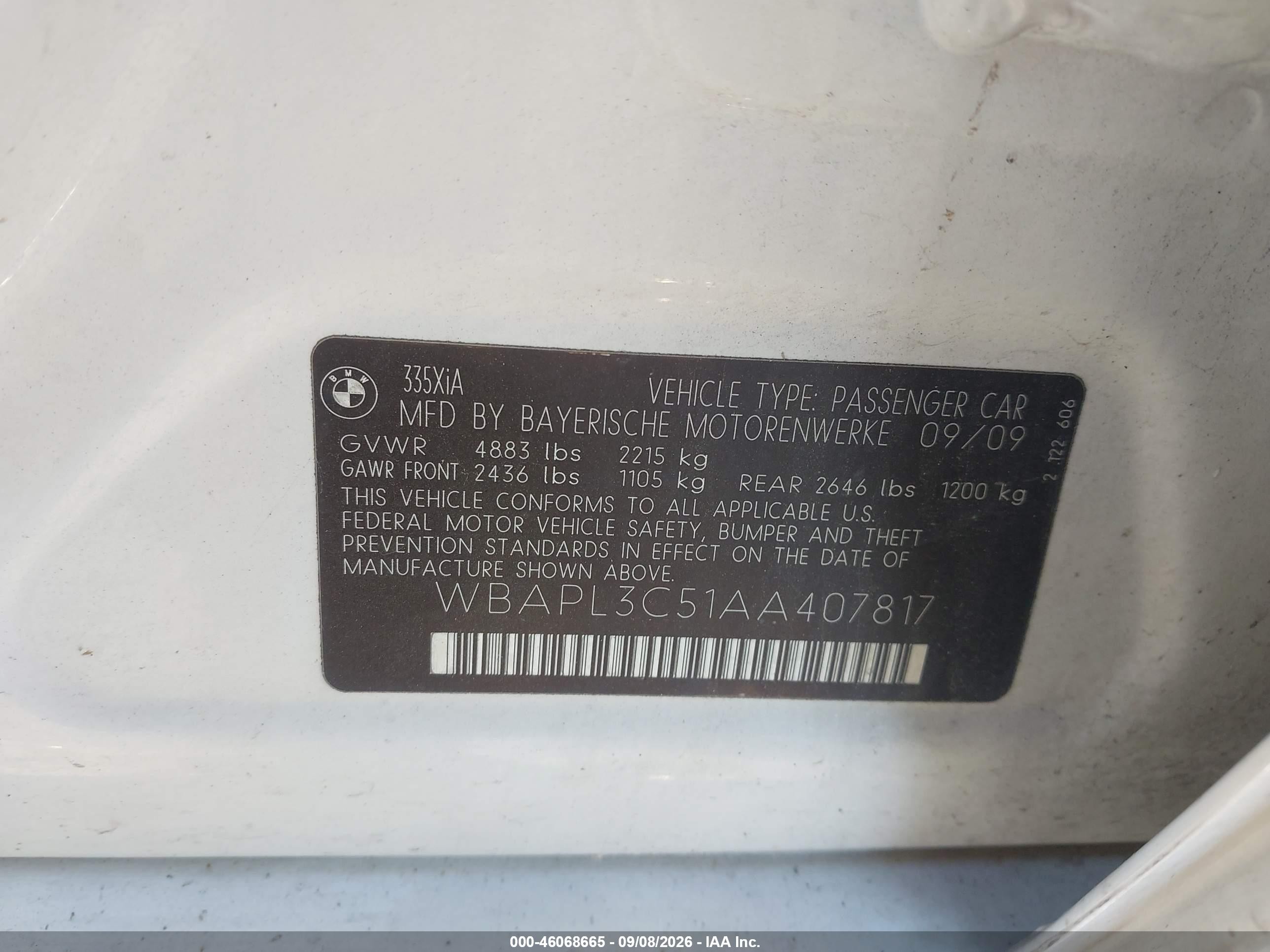 2010 Bmw 335i Xdrive White vin: WBAPL3C51AA407817