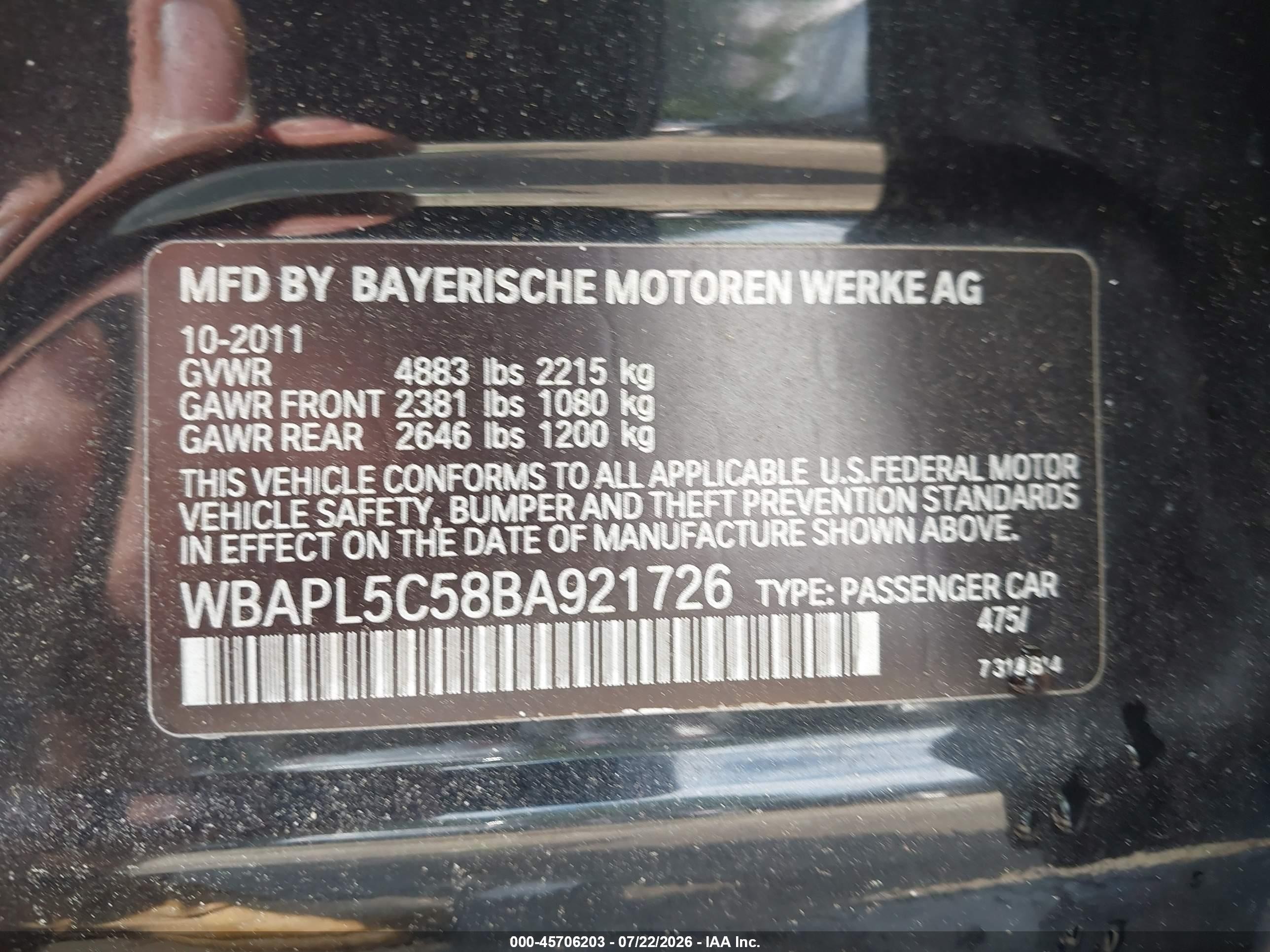 2011 Bmw 335i Xdrive Черный vin: WBAPL5C58BA921726