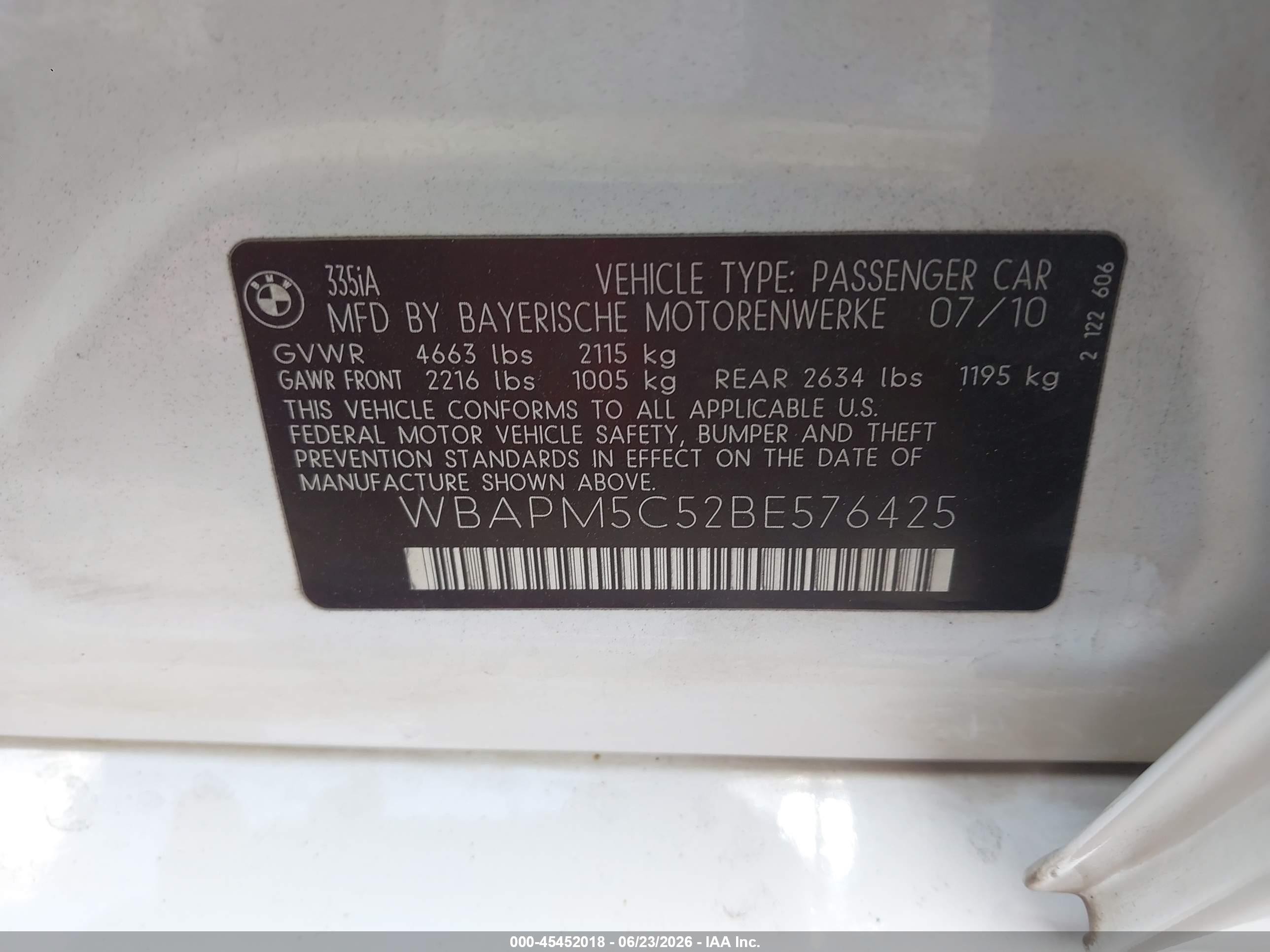 2011 Bmw 335i   Белый vin: WBAPM5C52BE576425