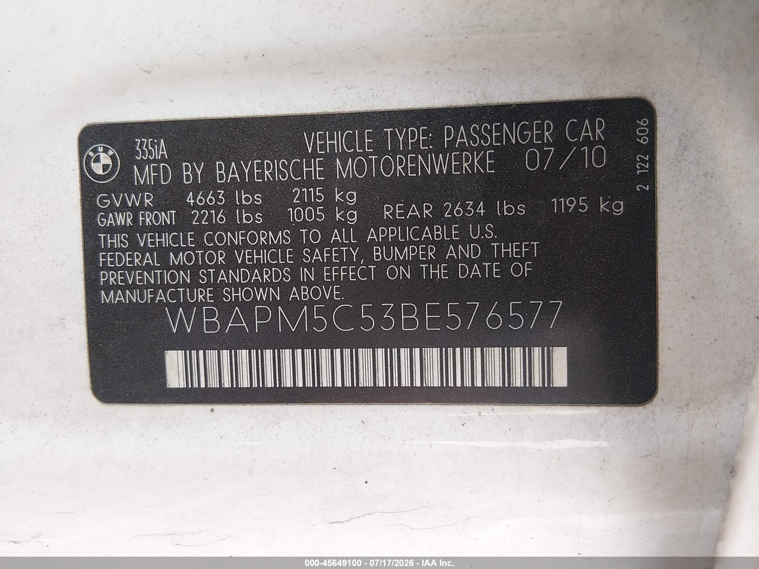2011 Bmw 335i   Белый vin: WBAPM5C53BE576577