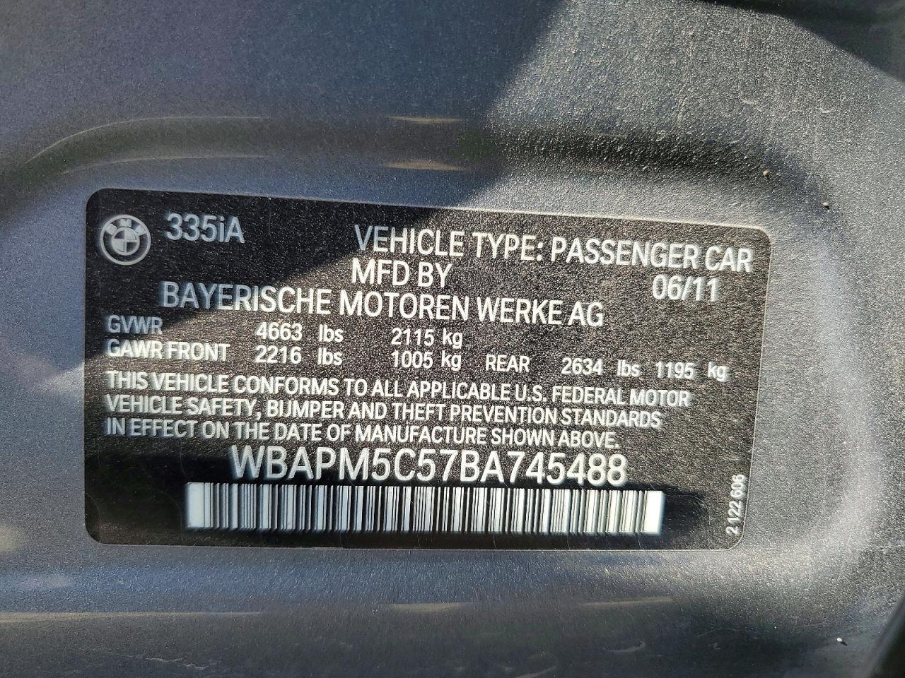 2011 Bmw 335 I Gray vin: WBAPM5C57BA745488