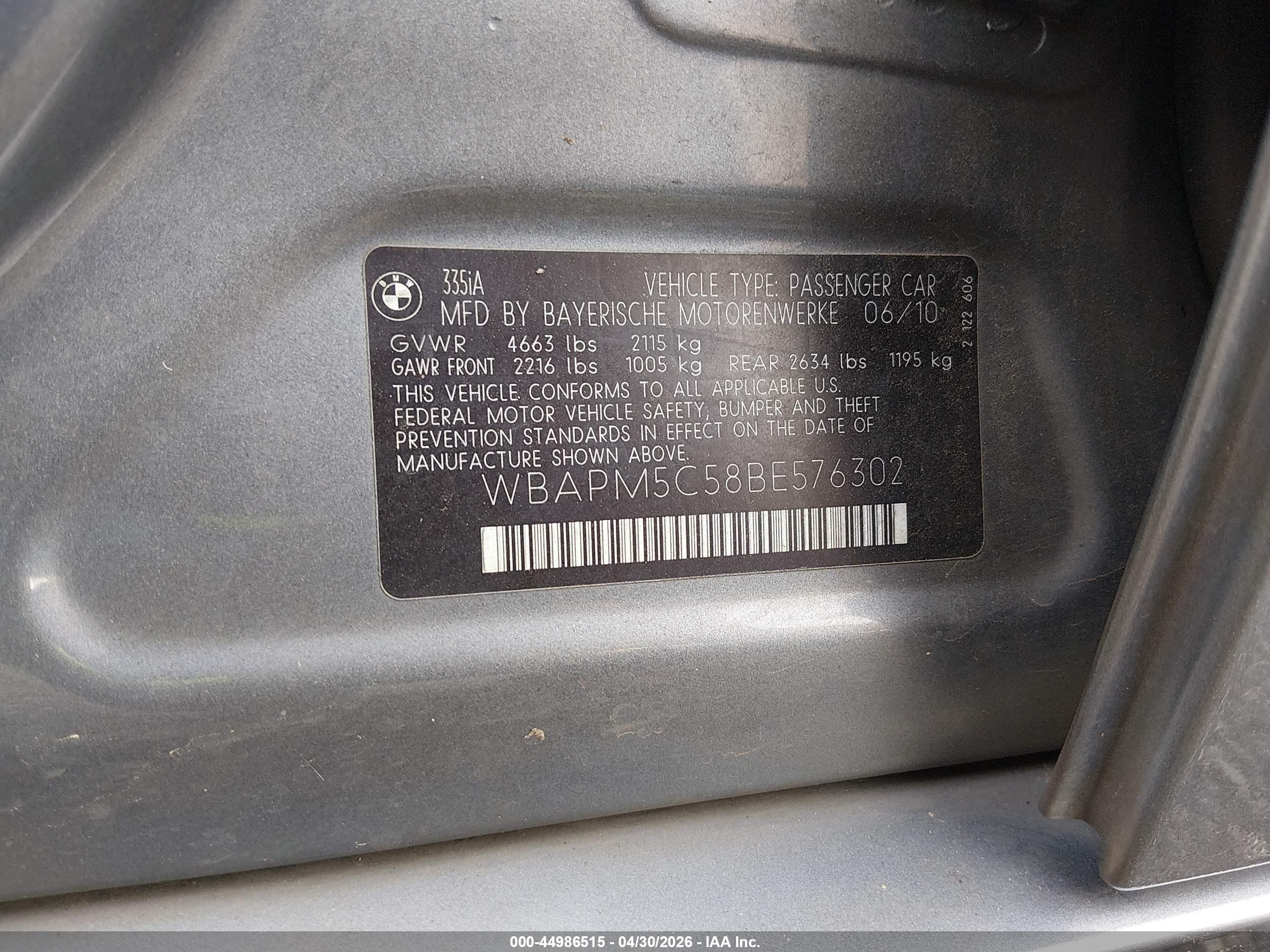 2011 Bmw 335i   Gray vin: WBAPM5C58BE576302