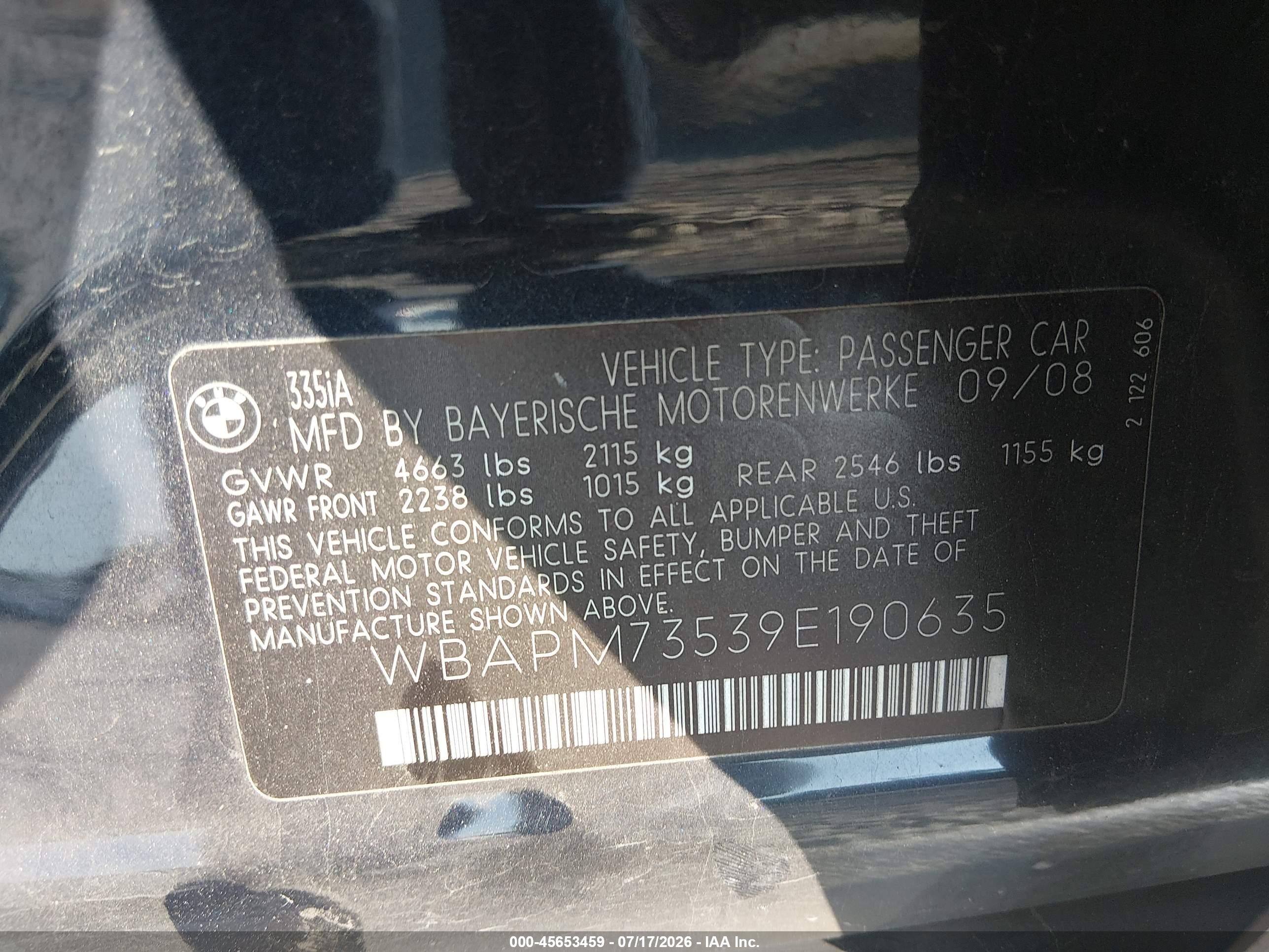 2009 Bmw 335i Dark Blue vin: WBAPM73539E190635
