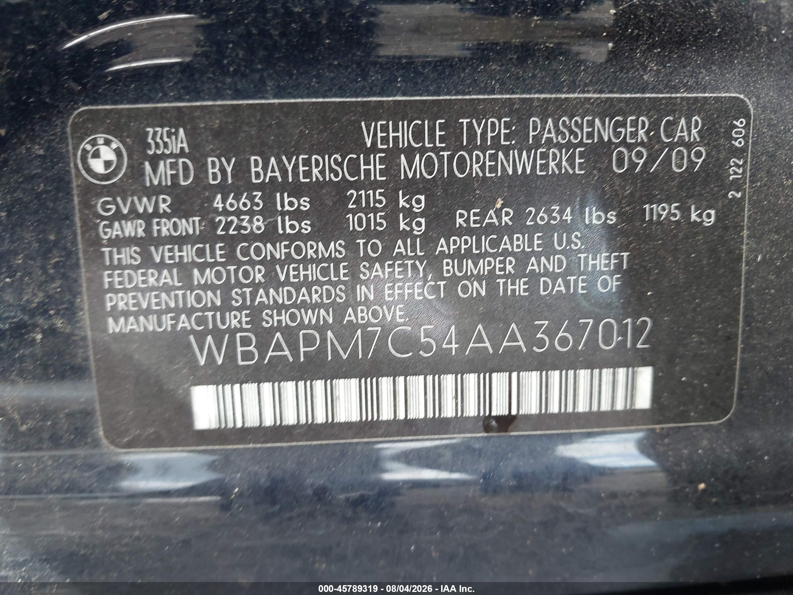 2010 Bmw 335i   Blue vin: WBAPM7C54AA367012