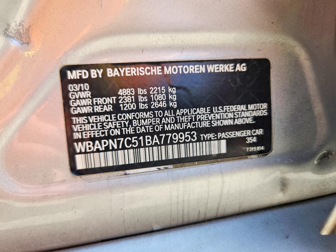 2011 Bmw 335 D Silver vin: WBAPN7C51BA779953