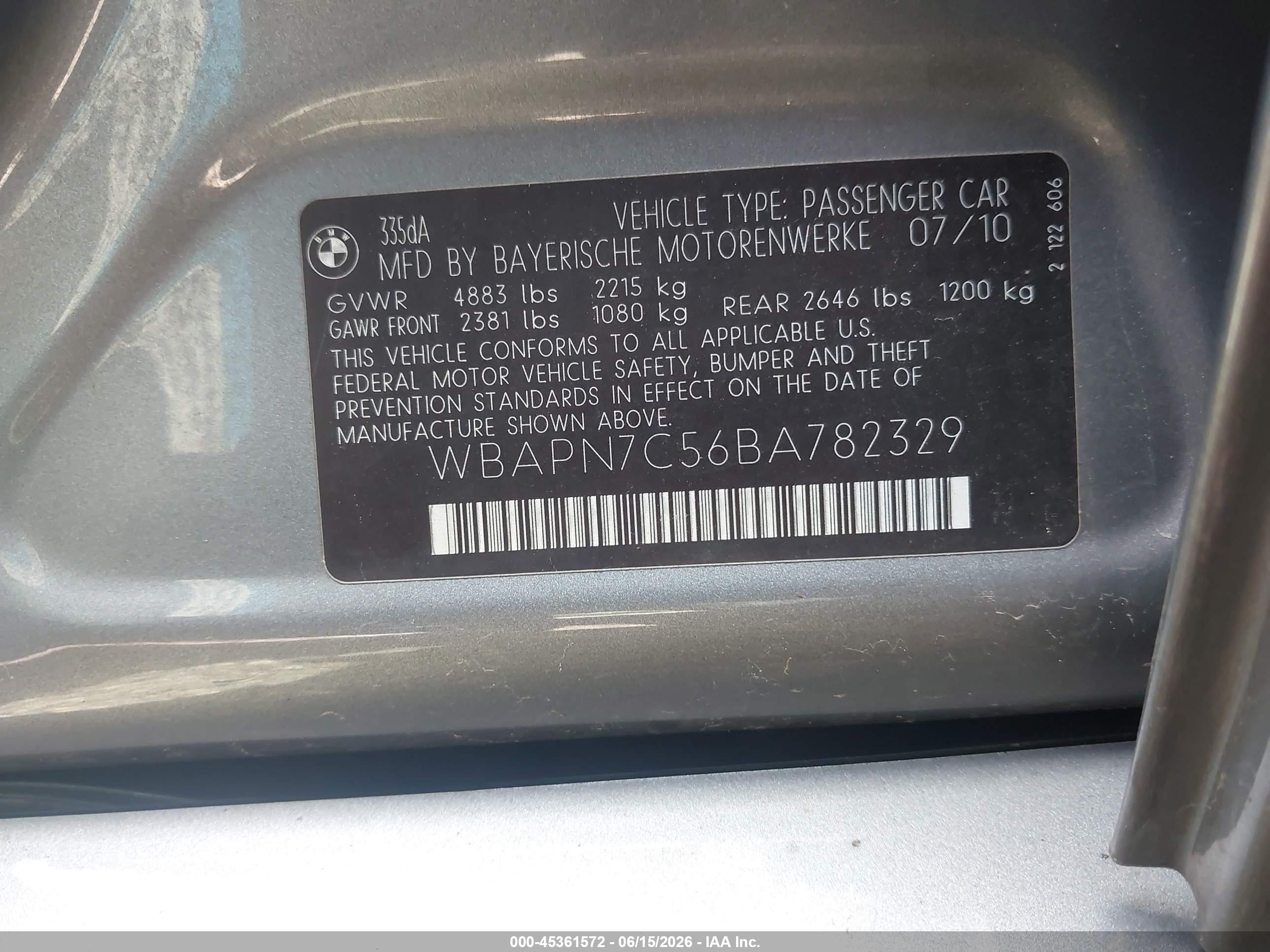2011 Bmw 335d   Silver vin: WBAPN7C56BA782329
