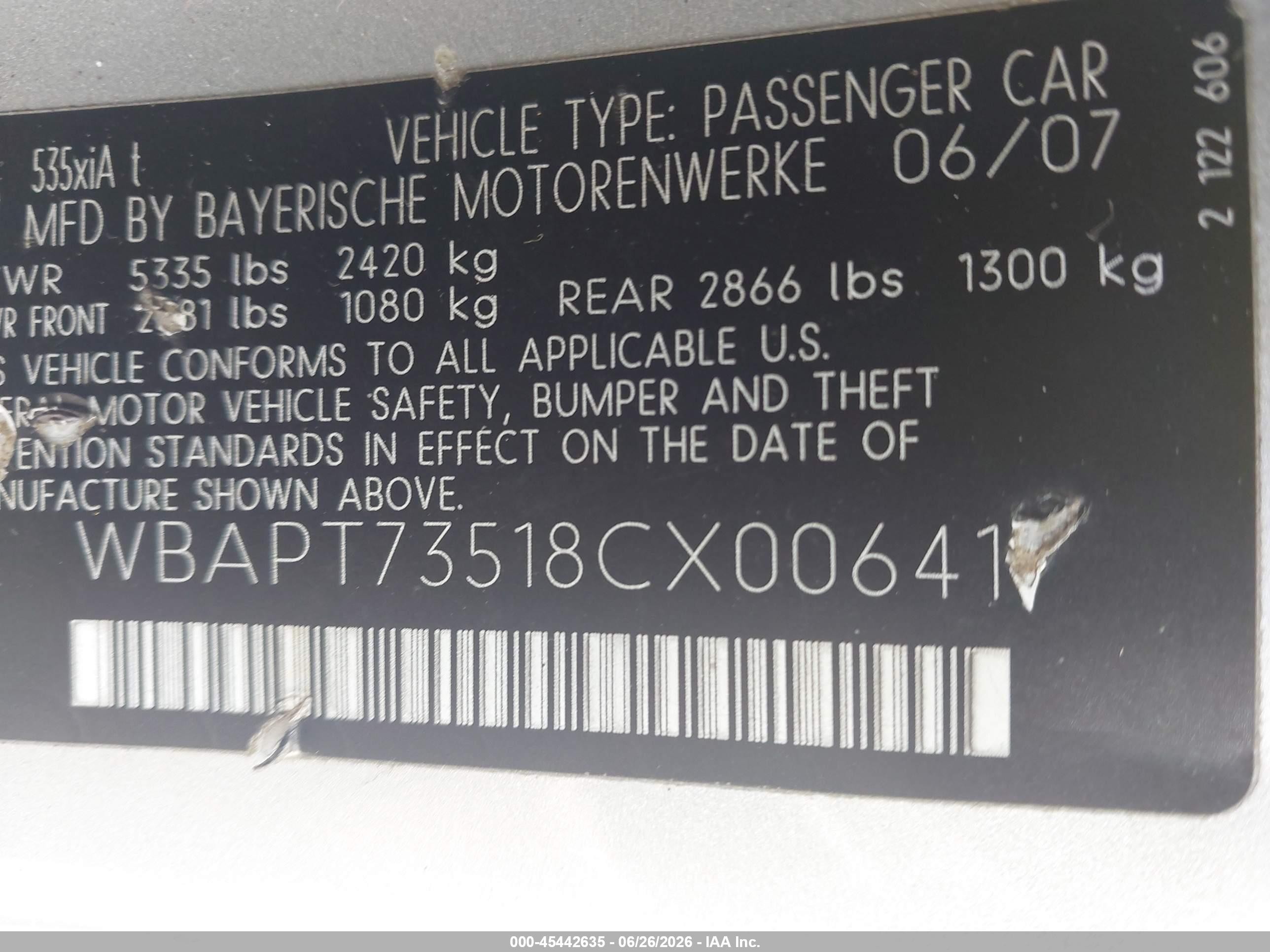 2008 Bmw 535xi Серебряный vin: WBAPT73518CX00641