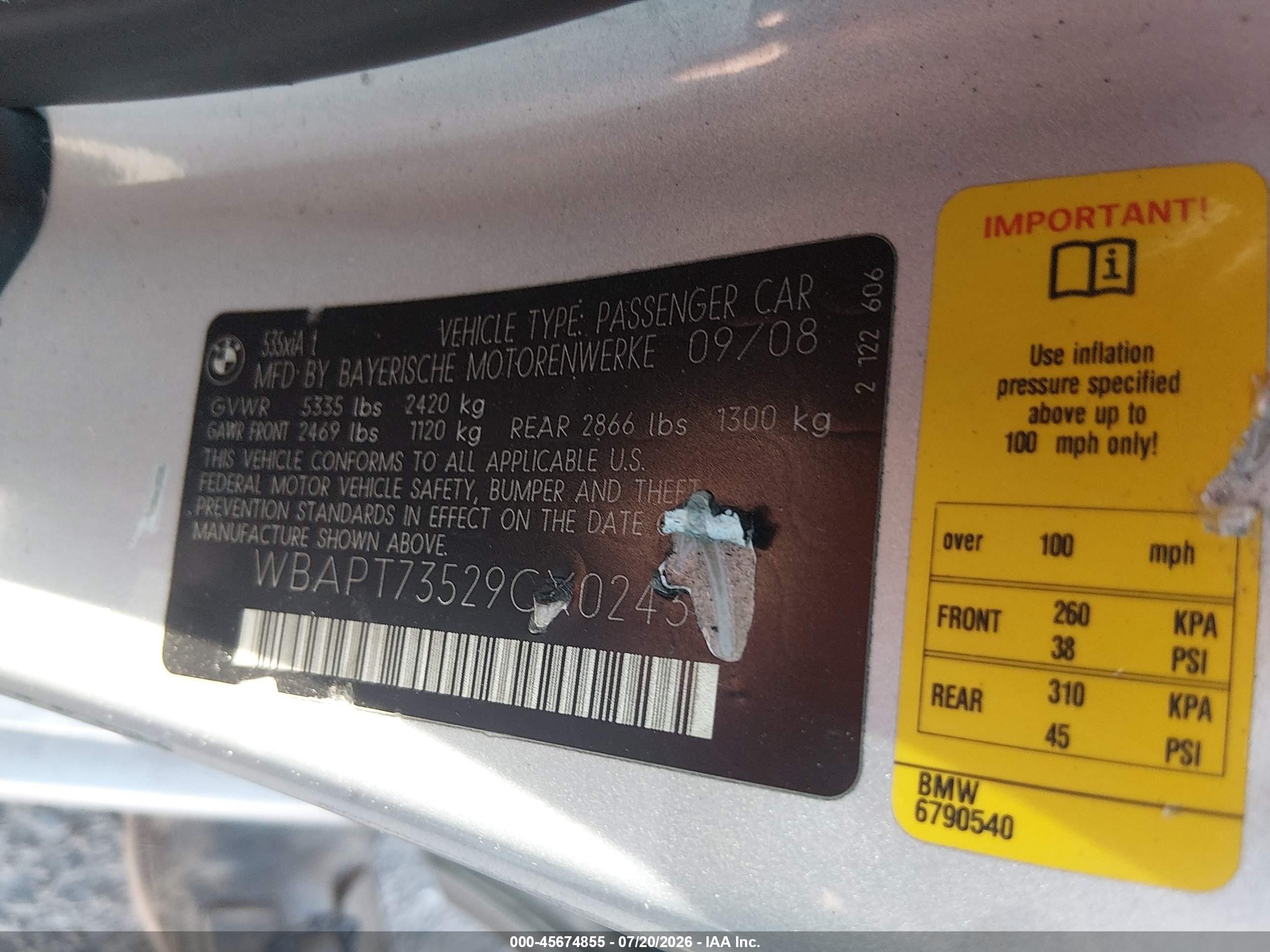 2009 Bmw 535i Xdrive Серебряный vin: WBAPT73529CX02433