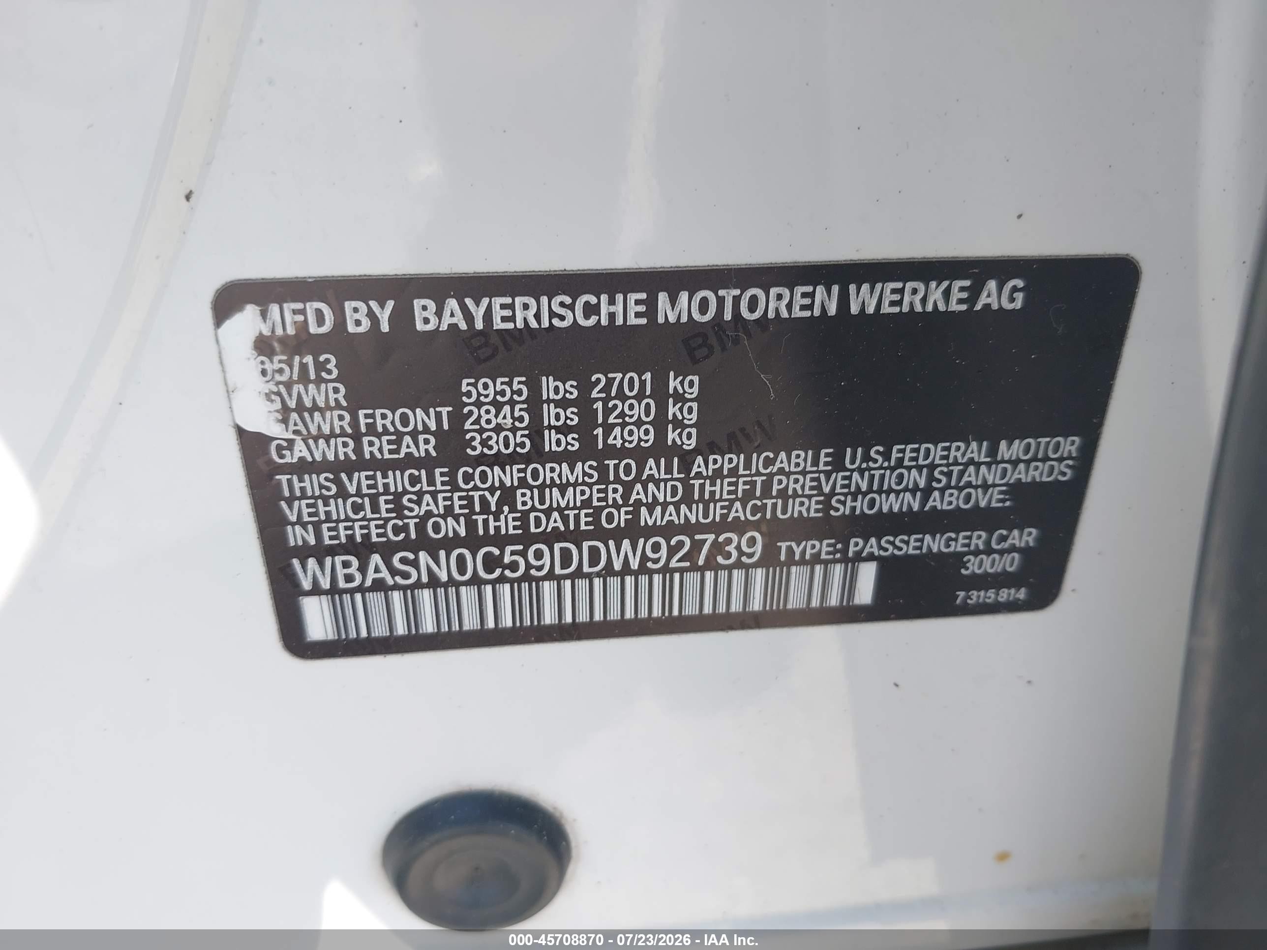 2013 Bmw 550i Gran Turismo   White vin: WBASN0C59DDW92739