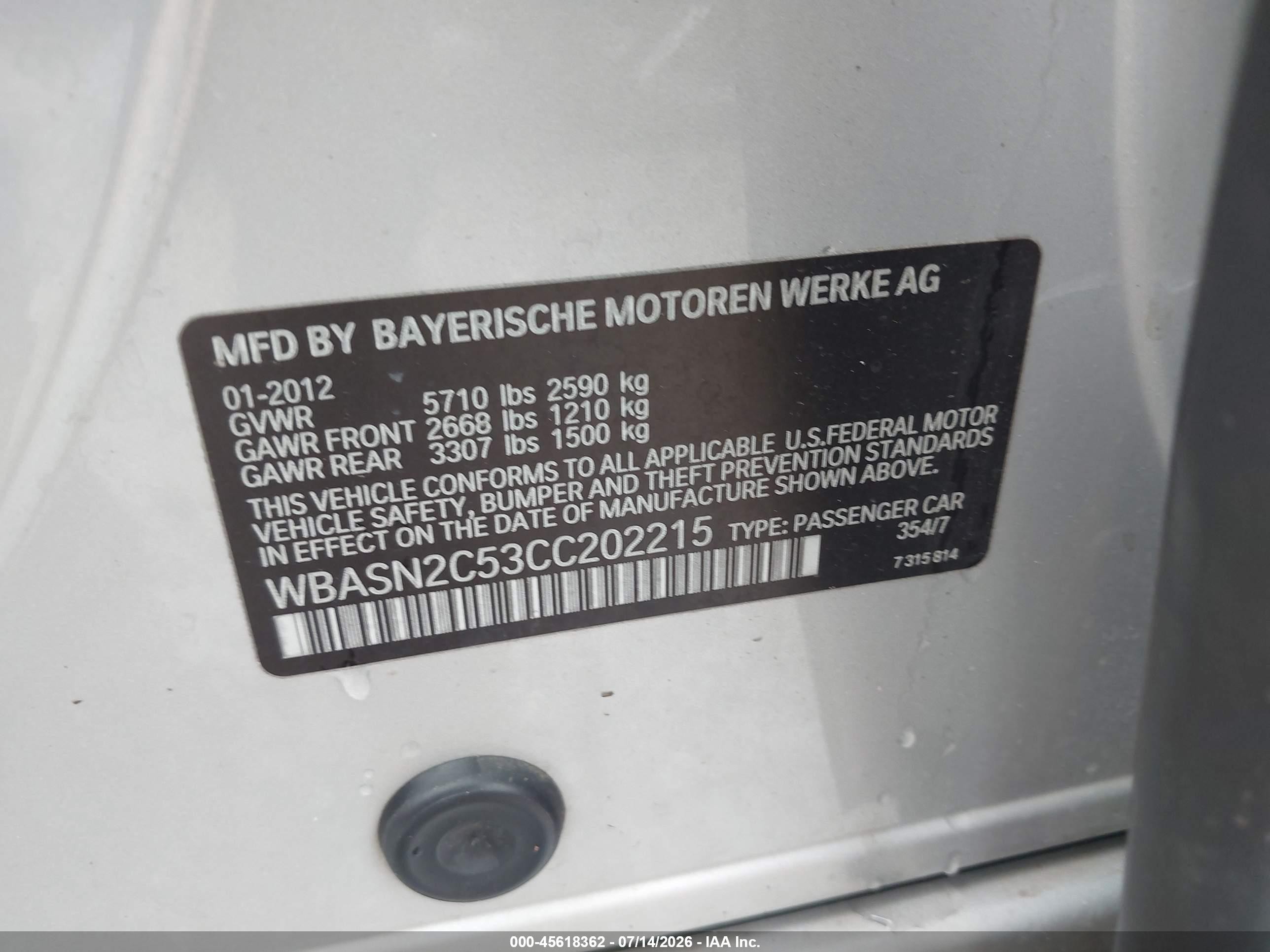 2012 Bmw 535i Gran Turismo   Silver vin: WBASN2C53CC202215
