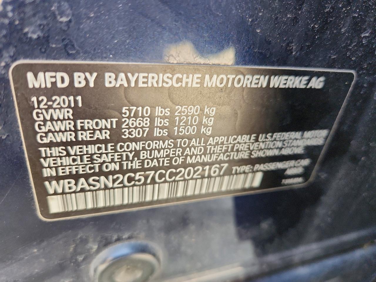 2012 Bmw 535 Igt Blue vin: WBASN2C57CC202167