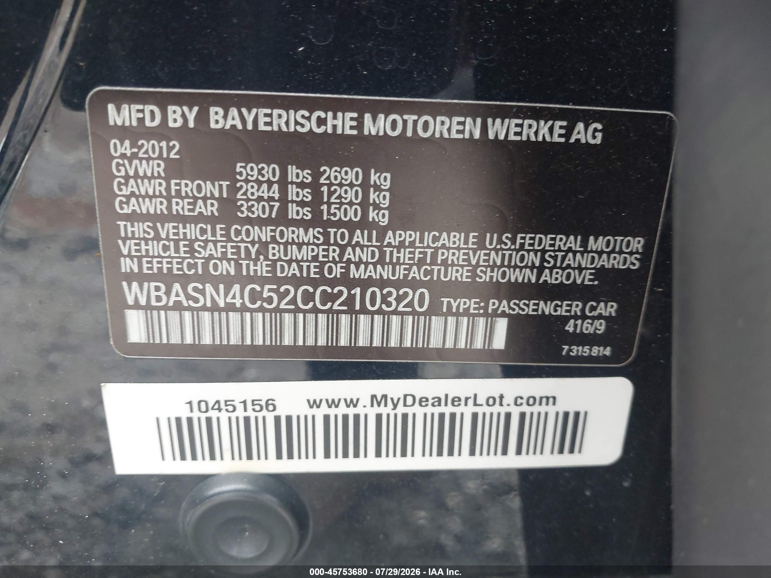 2012 Bmw 550i Gran Turismo   Синий vin: WBASN4C52CC210320