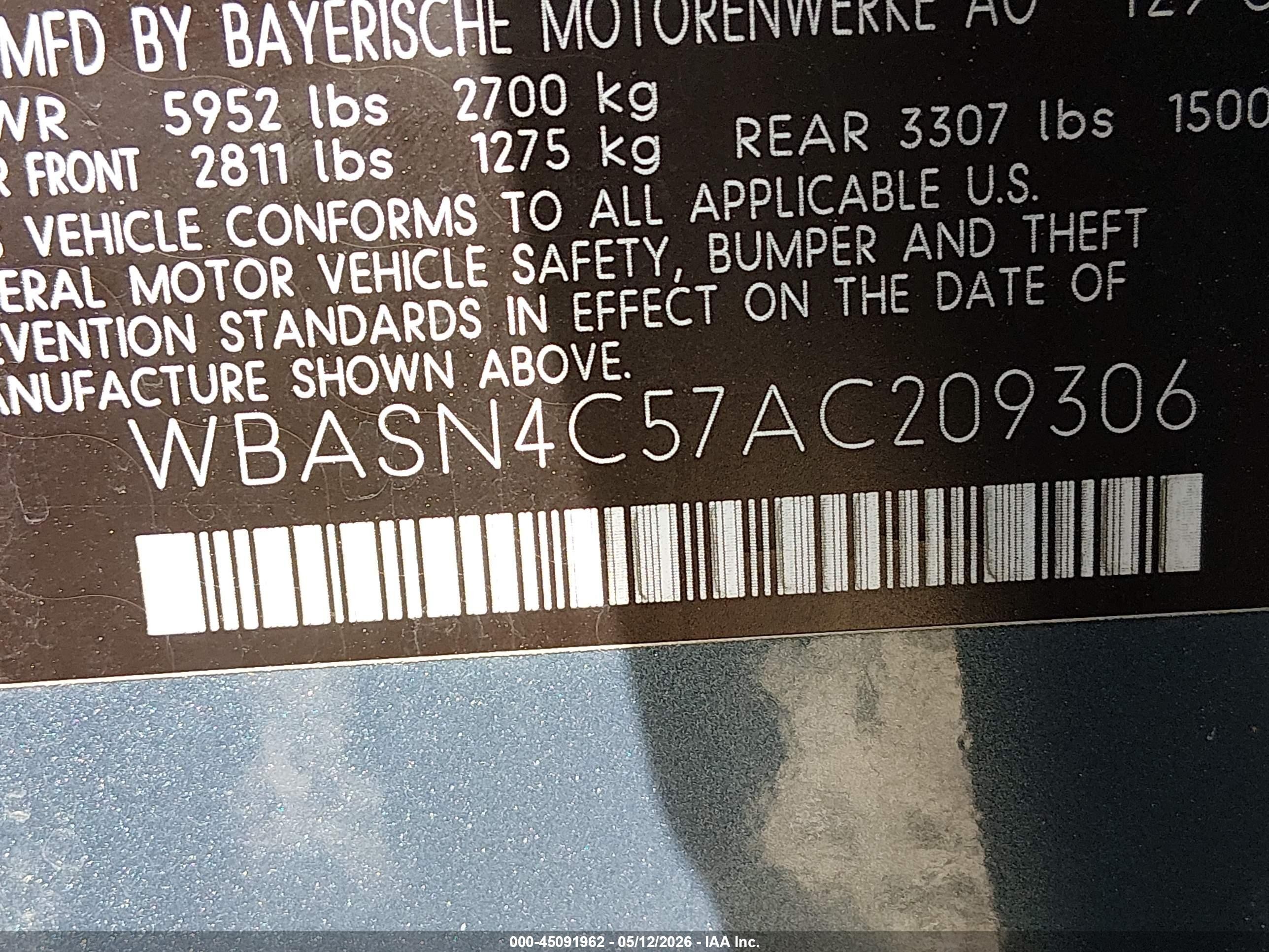 2010 Bmw 550i Gran Turismo Blue vin: WBASN4C57AC209306