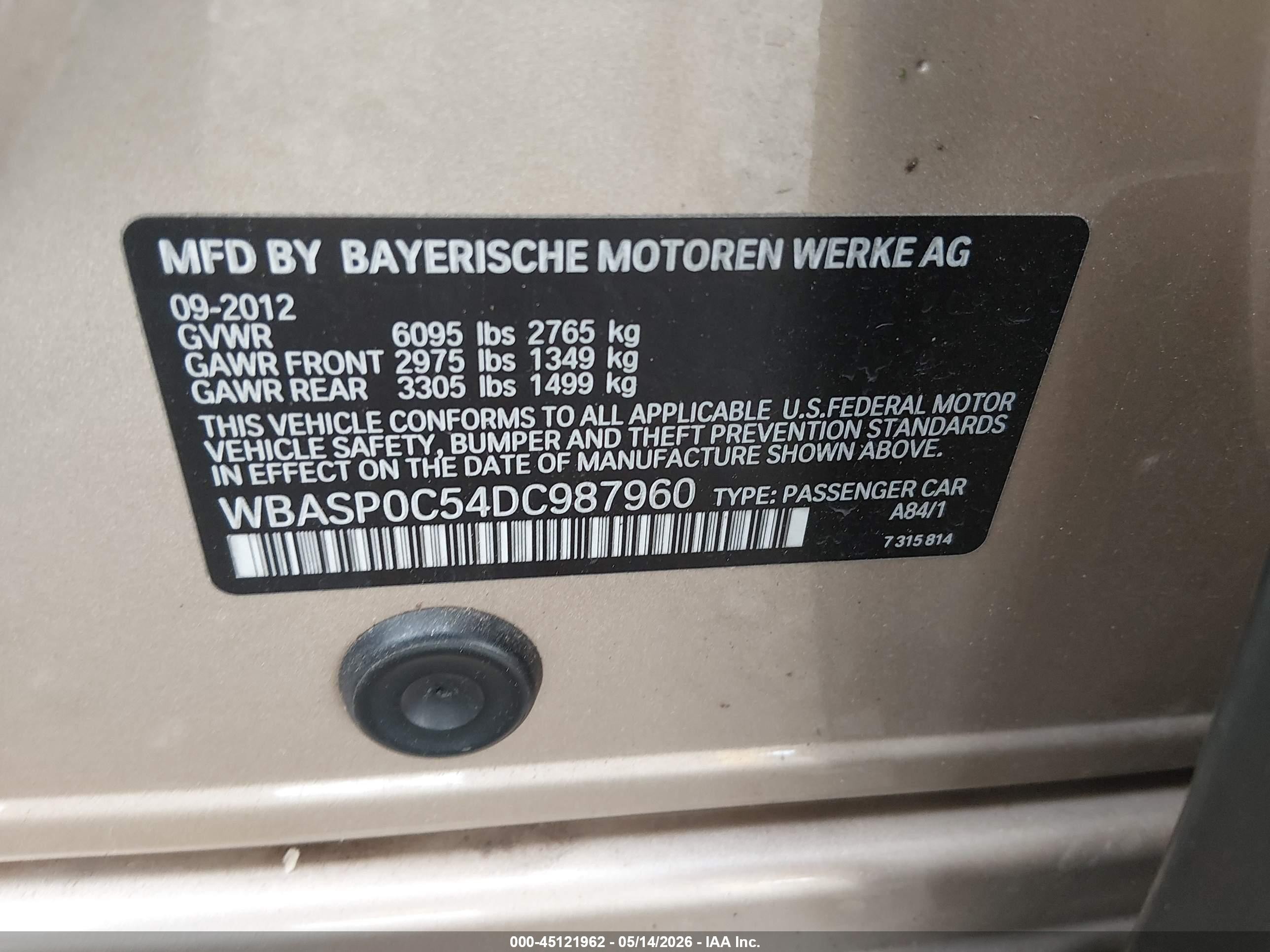 2013 Bmw 550i Gran Turismo Xdrive Gold vin: WBASP0C54DC987960