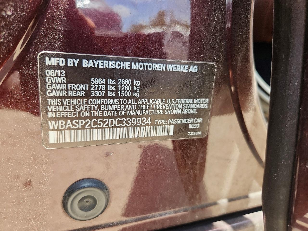 2013 Bmw 535 Xigt Burgundy vin: WBASP2C52DC339934