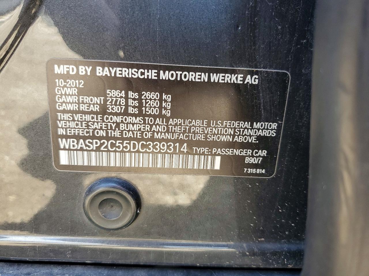2013 Bmw 535 Xigt Charcoal vin: WBASP2C55DC339314