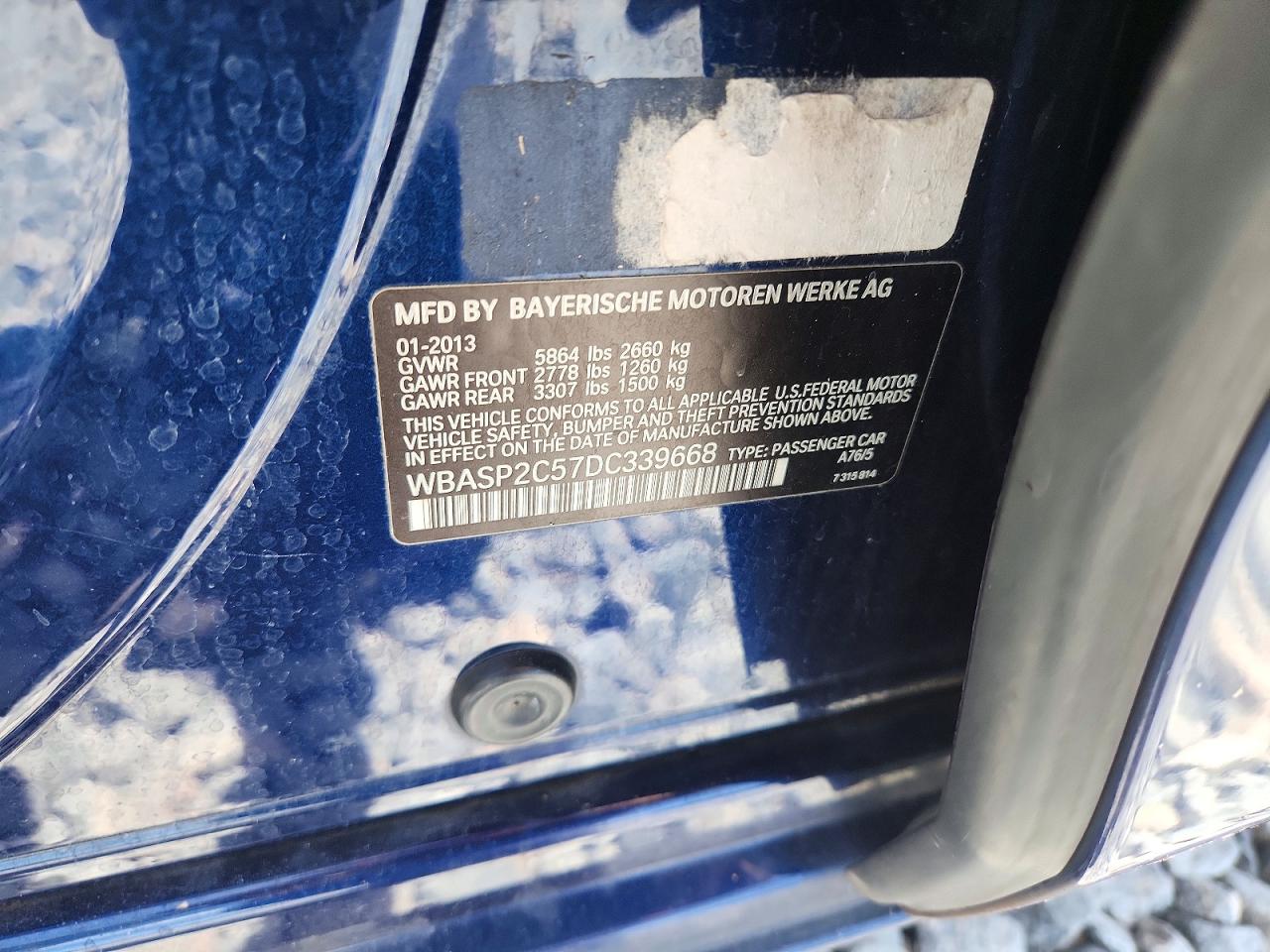 2013 Bmw 535 Gt Синий vin: WBASP2C57DC339668