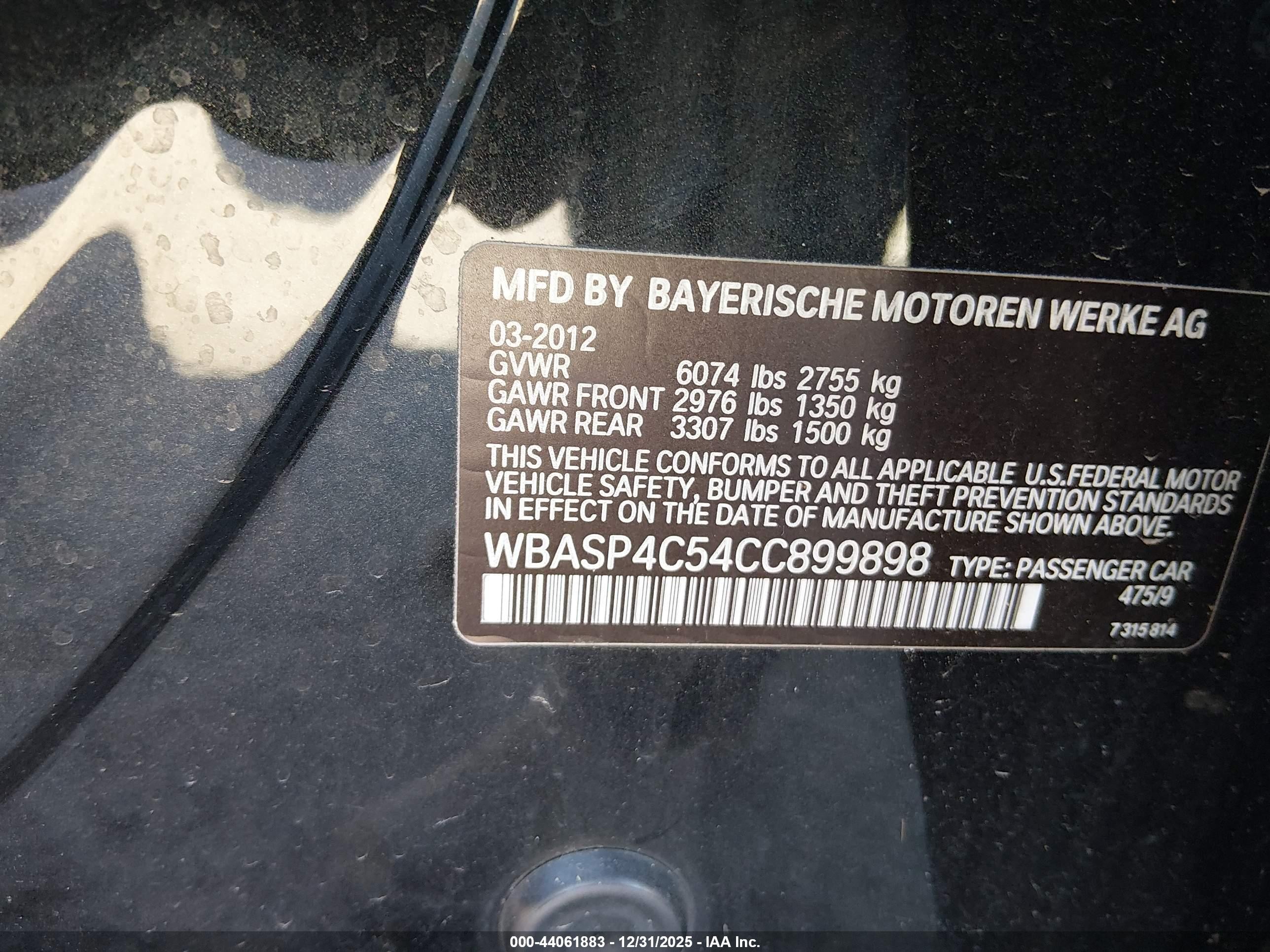 2012 Bmw 550i Gran Turismo Xdrive Черный vin: WBASP4C54CC899898