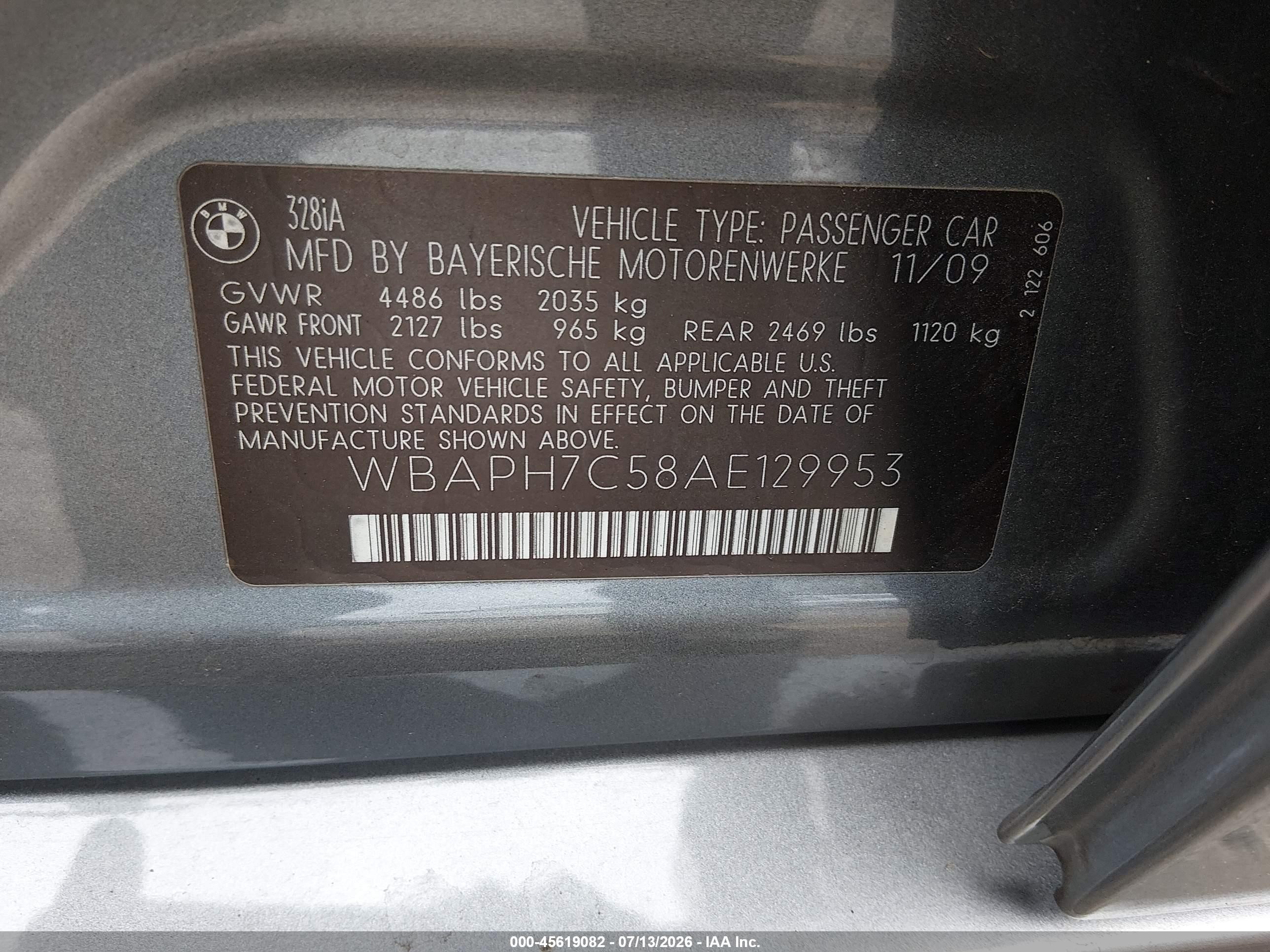 2010 Bmw 328i   Gray vin: WBAPH7C58AE129953