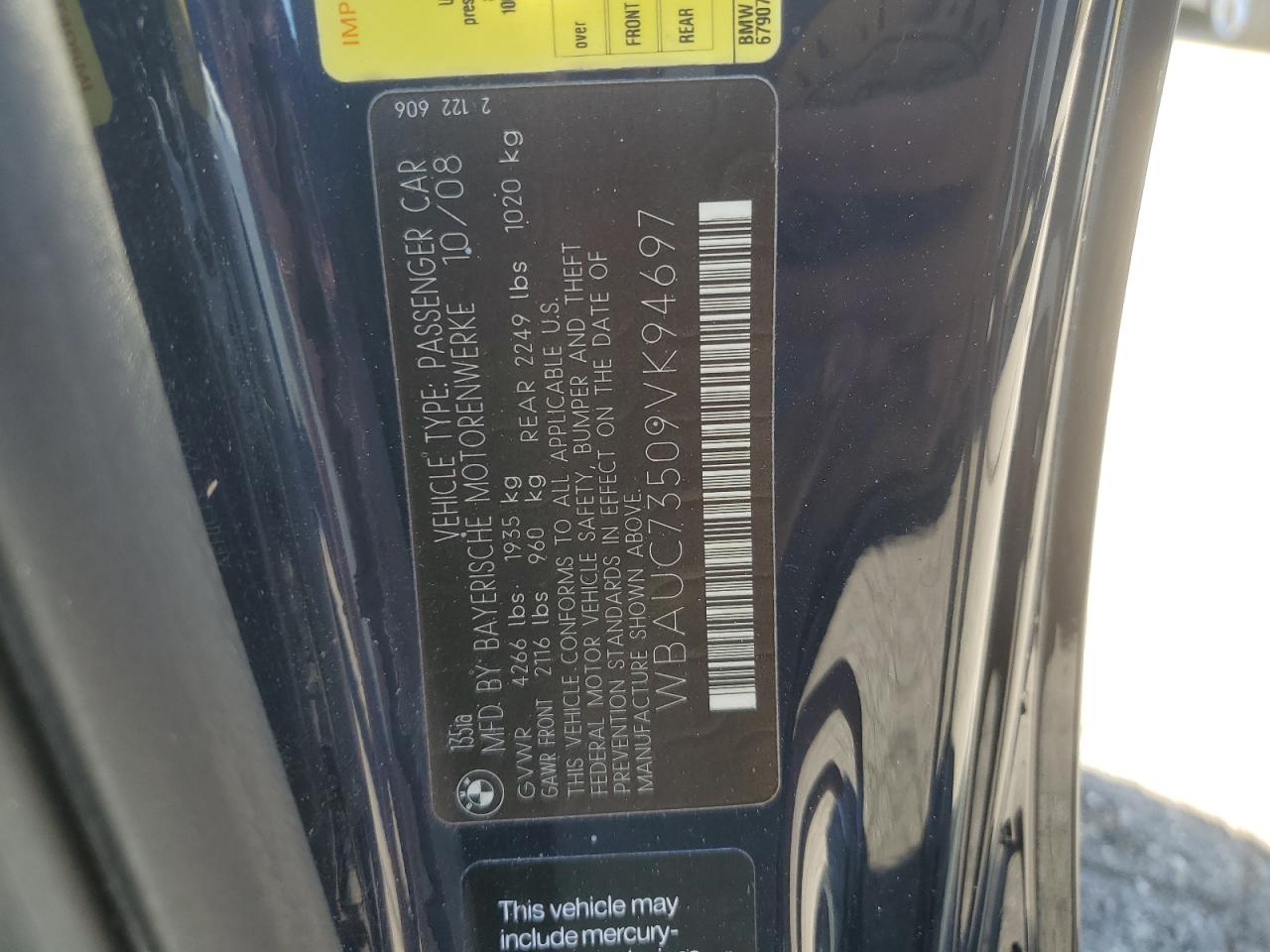 2009 Bmw 135 I   Синий vin: WBAUC73509VK94697