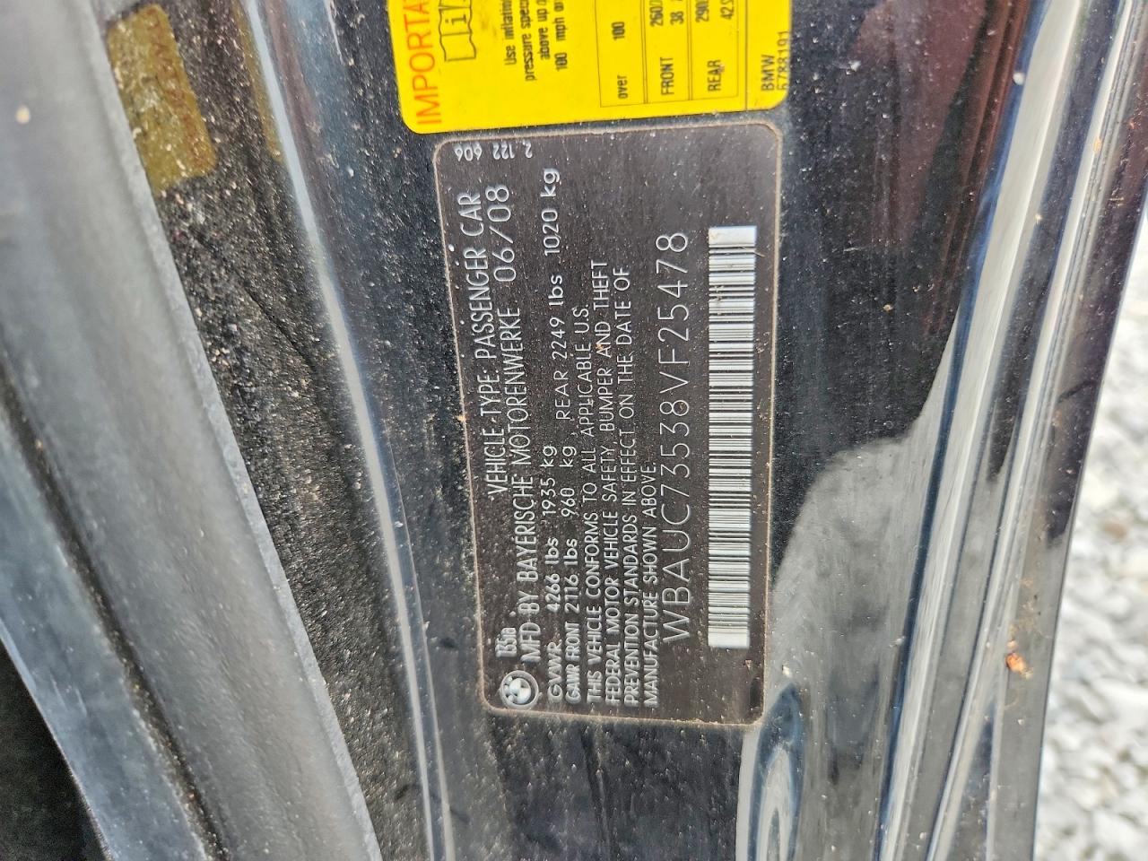 2008 Bmw 135 I Black vin: WBAUC73538VF25478