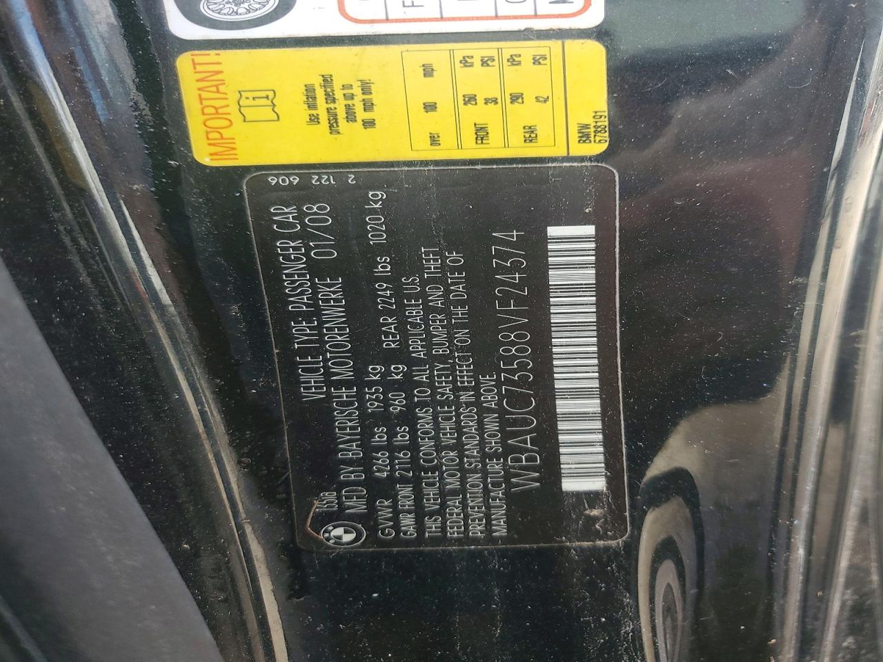 2008 Bmw 135 I Черный vin: WBAUC73588VF24374