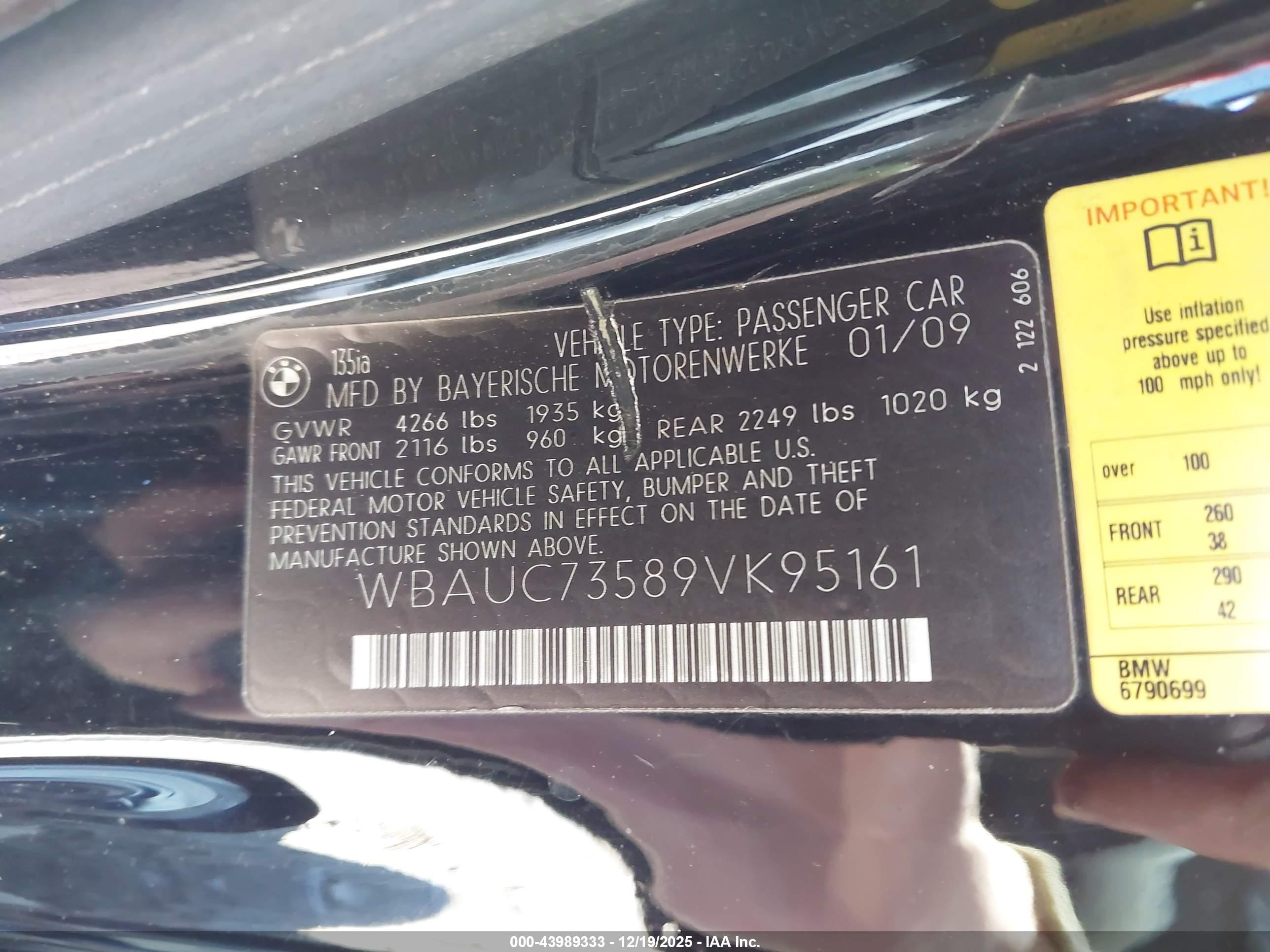 2009 Bmw 135i   Gray vin: WBAUC73589VK95161