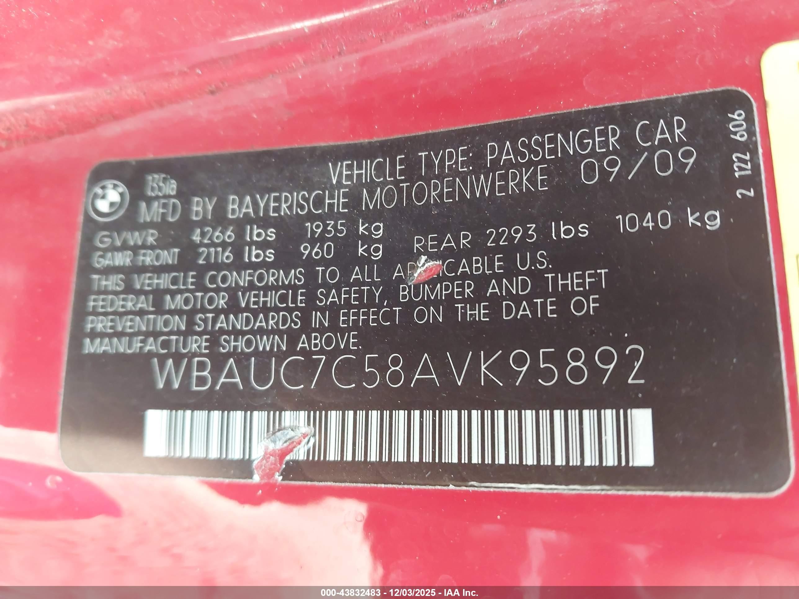 2010 Bmw 135i   Red vin: WBAUC7C58AVK95892