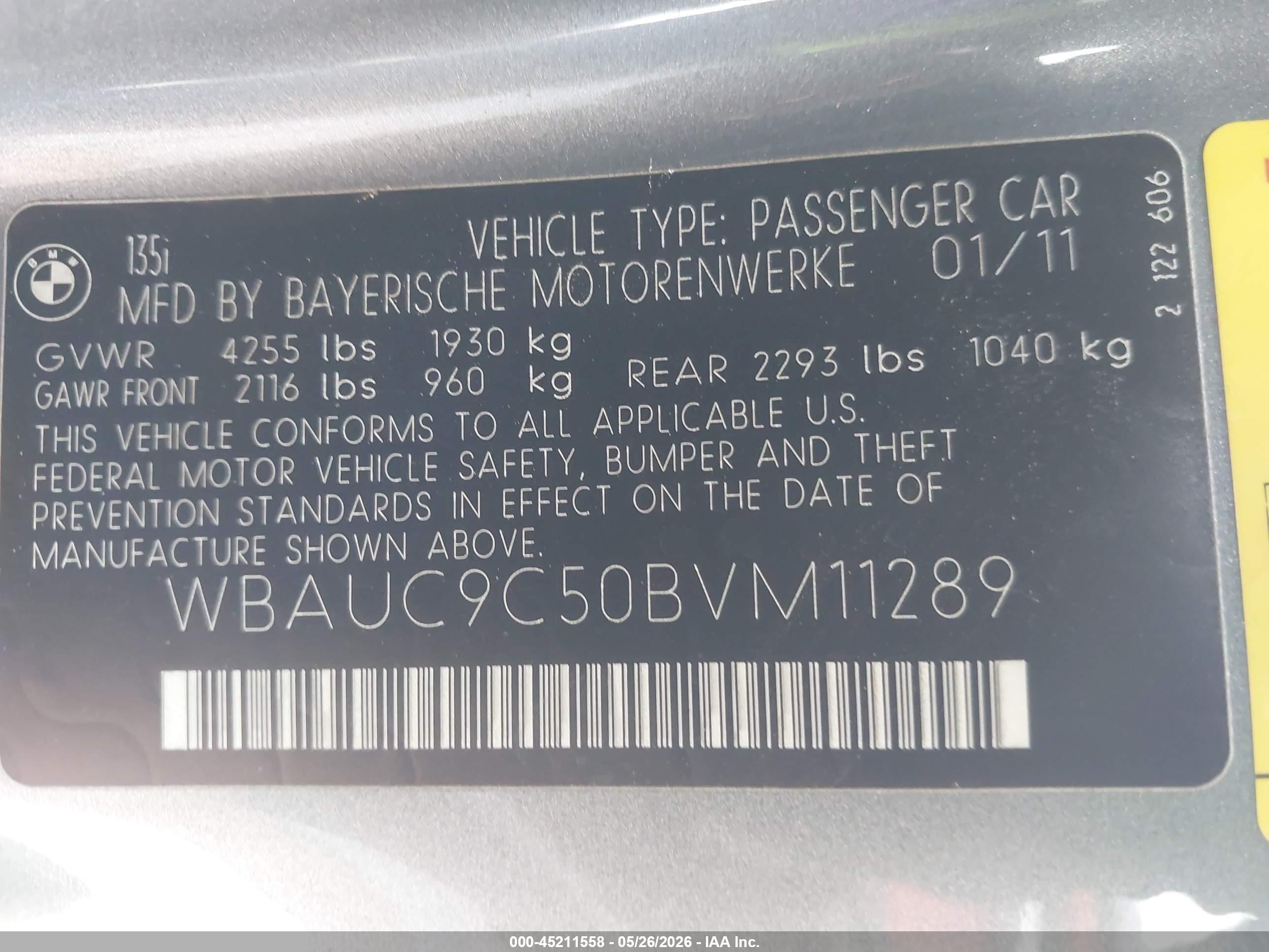 2011 Bmw 135i   Gray vin: WBAUC9C50BVM11289