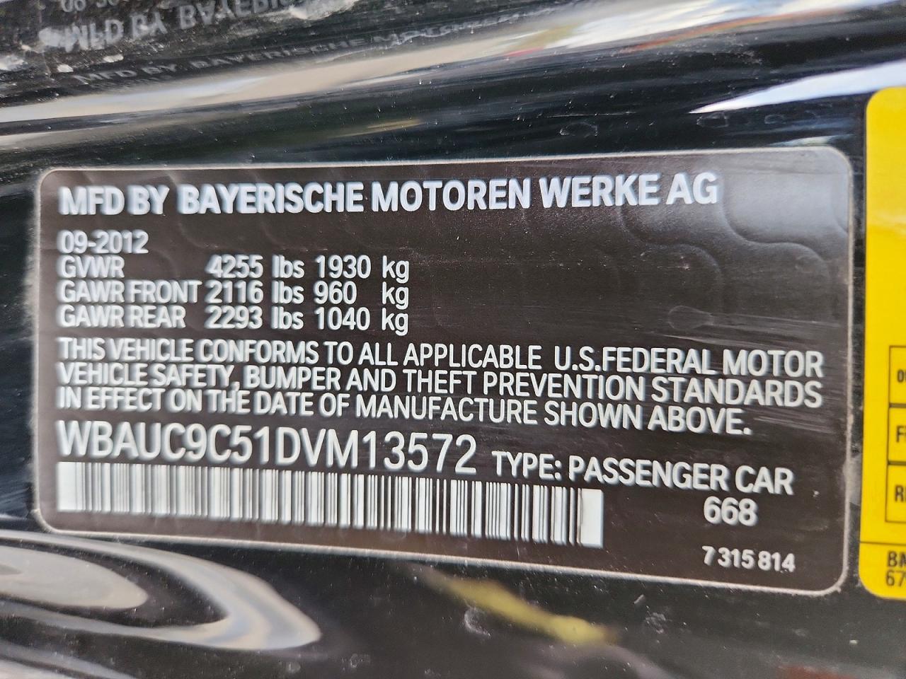 2013 Bmw 135 I Black vin: WBAUC9C51DVM13572