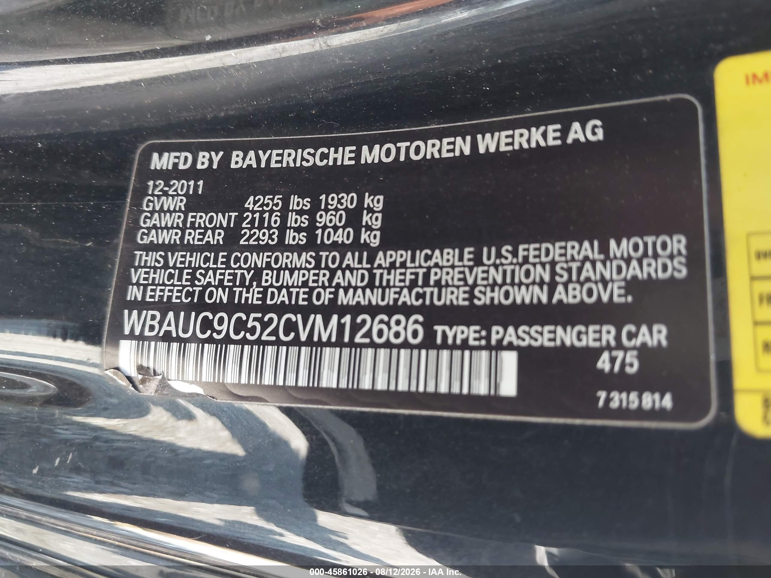 2012 Bmw 135i   Black vin: WBAUC9C52CVM12686