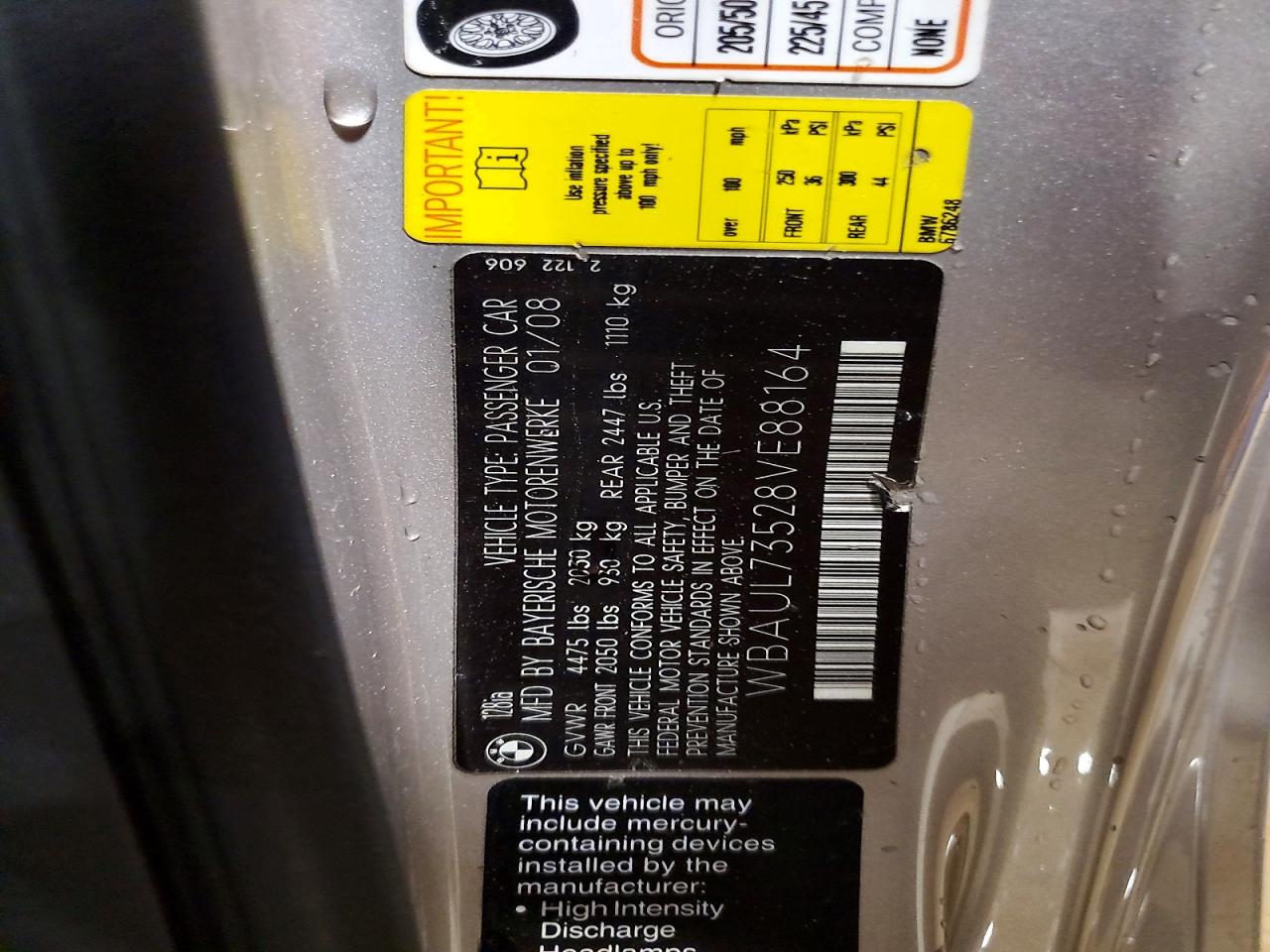 2008 Bmw 128 I Серебряный vin: WBAUL73528VE88164