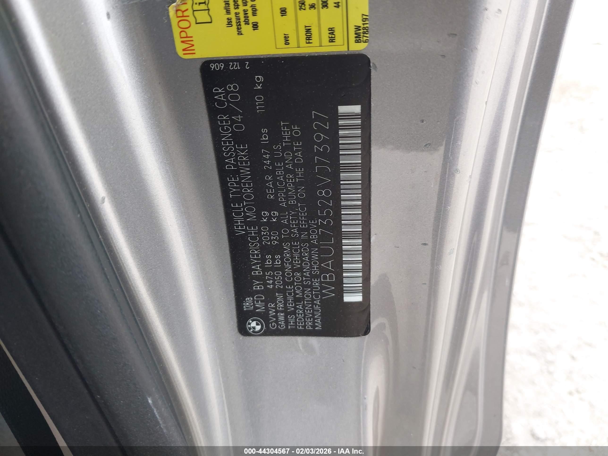 2008 Bmw 128i   Gray vin: WBAUL73528VJ73927