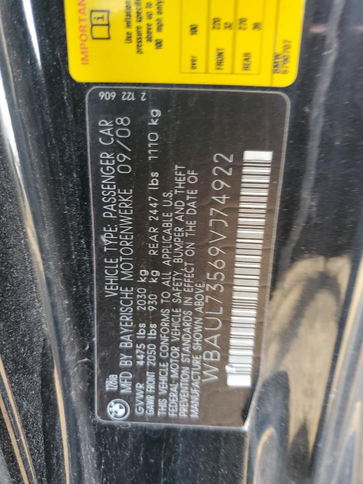 2009 Bmw 128 I Black vin: WBAUL73569VJ74922