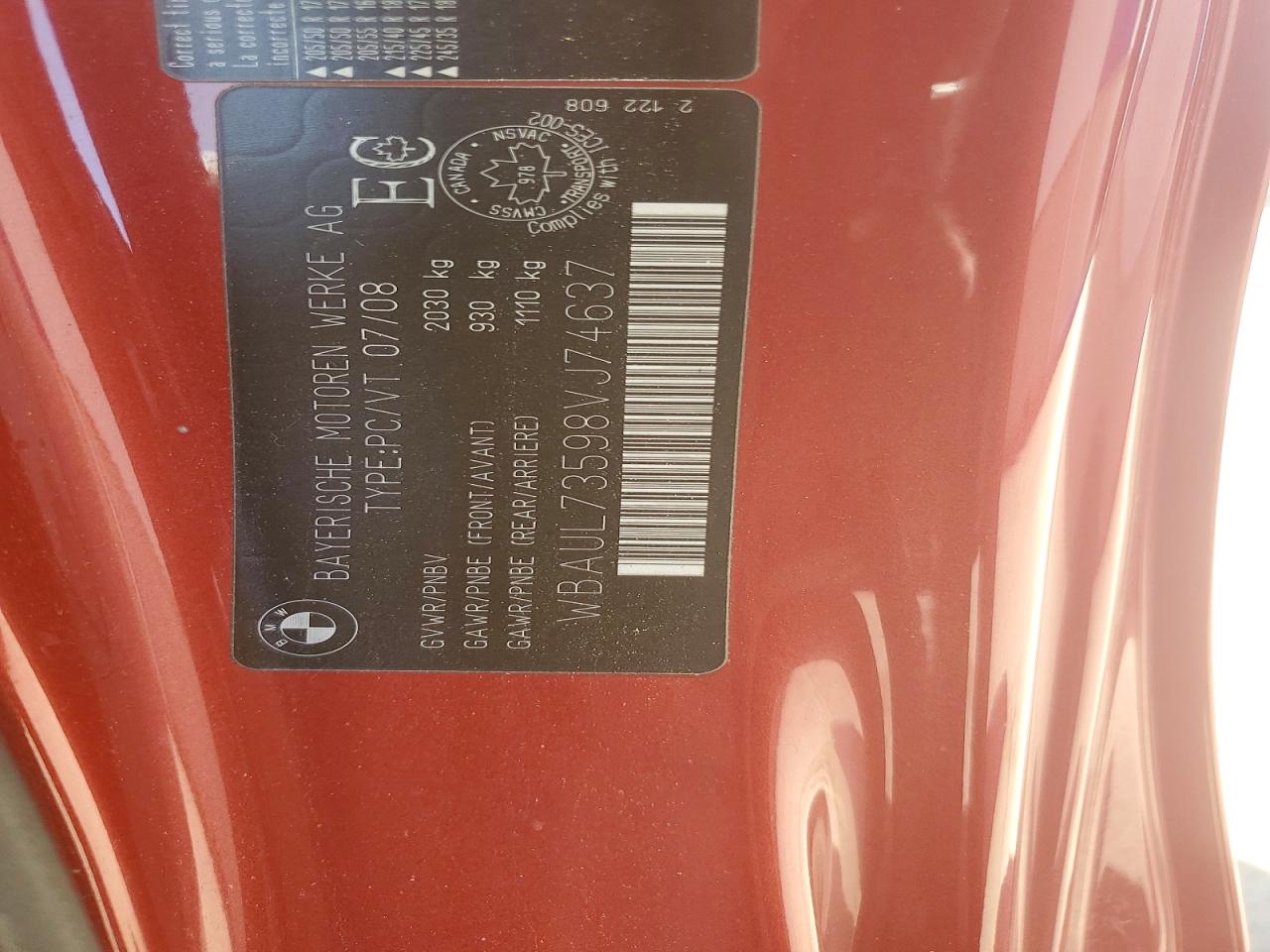 2008 Bmw 128 I Красный vin: WBAUL73598VJ74637