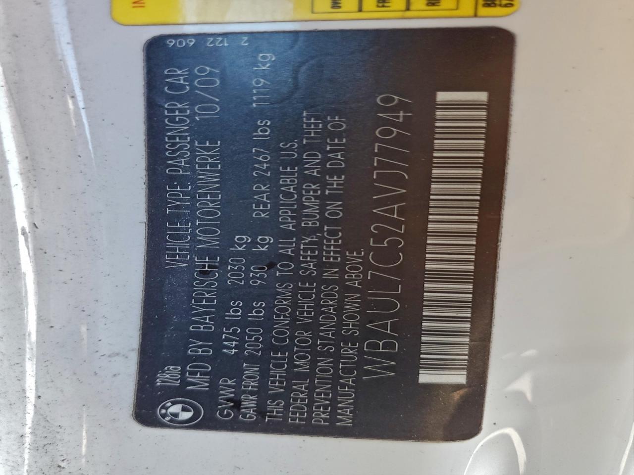 2010 Bmw 128 I White vin: WBAUL7C52AVJ77949