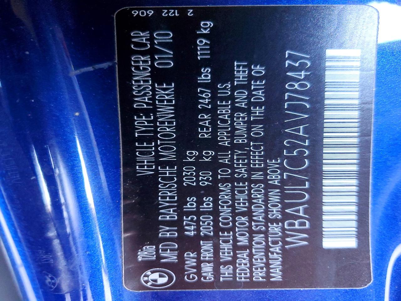 2010 Bmw 128 I Blue vin: WBAUL7C52AVJ78437