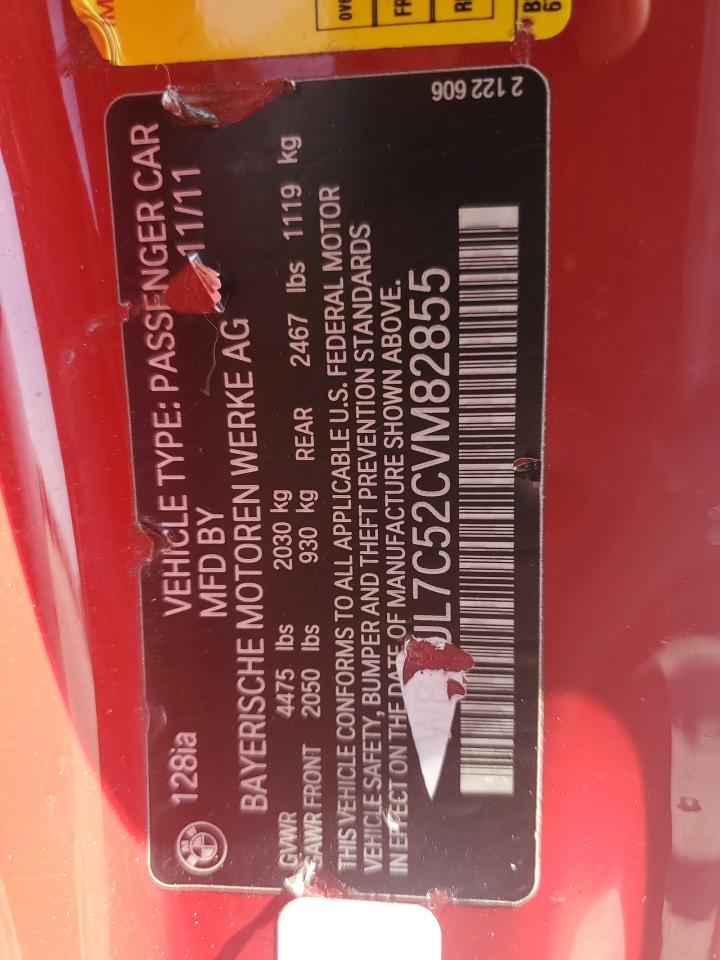 2012 Bmw 128 I   Red vin: WBAUL7C52CVM82855
