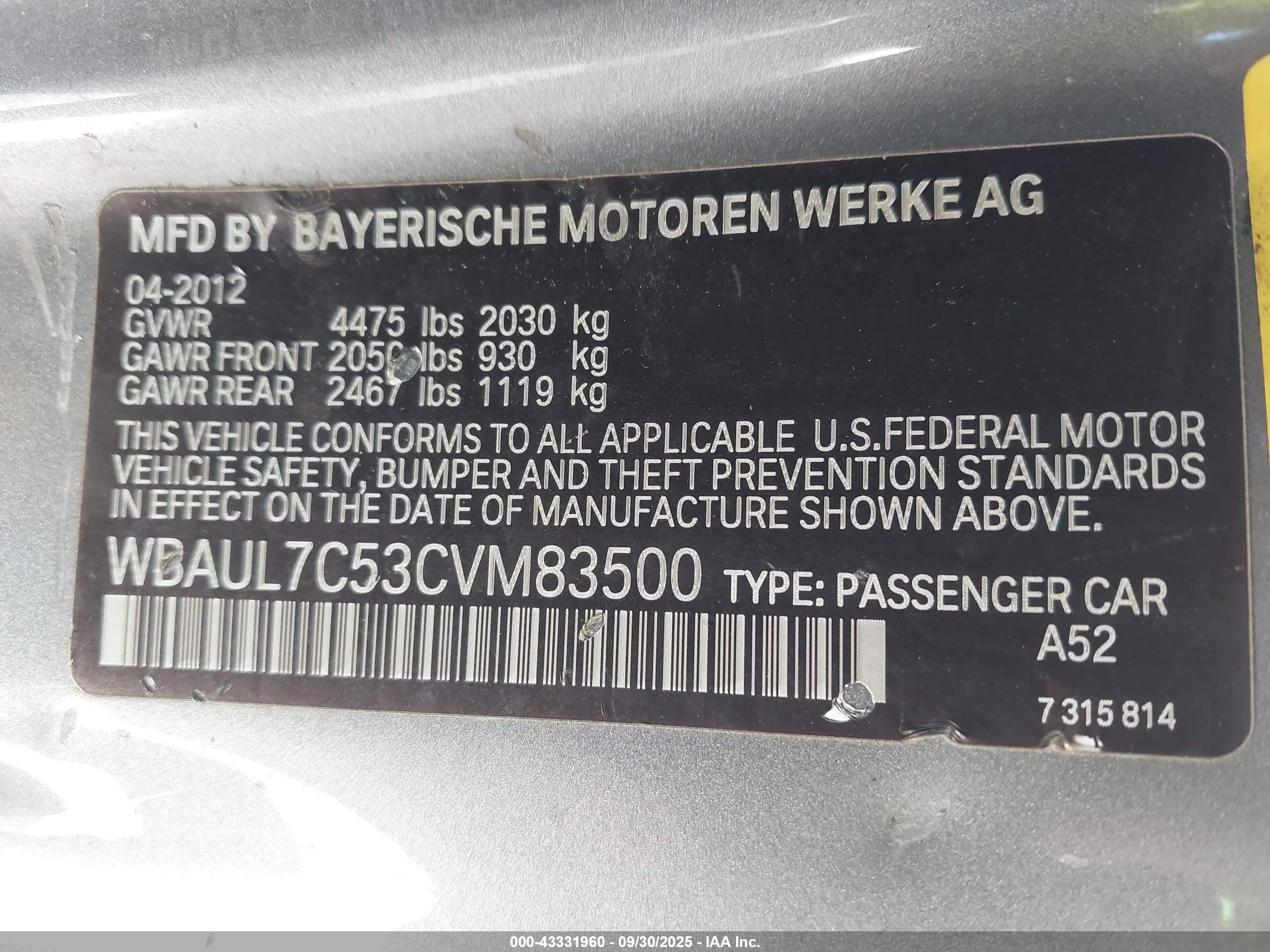2012 Bmw 128i   Gray vin: WBAUL7C53CVM83500
