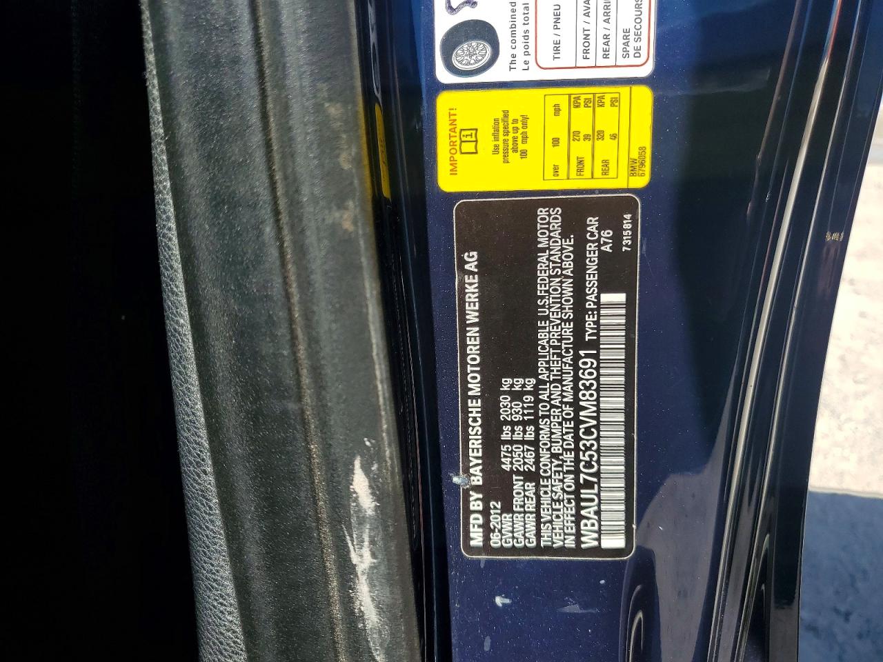 2012 Bmw 128 I Blue vin: WBAUL7C53CVM83691