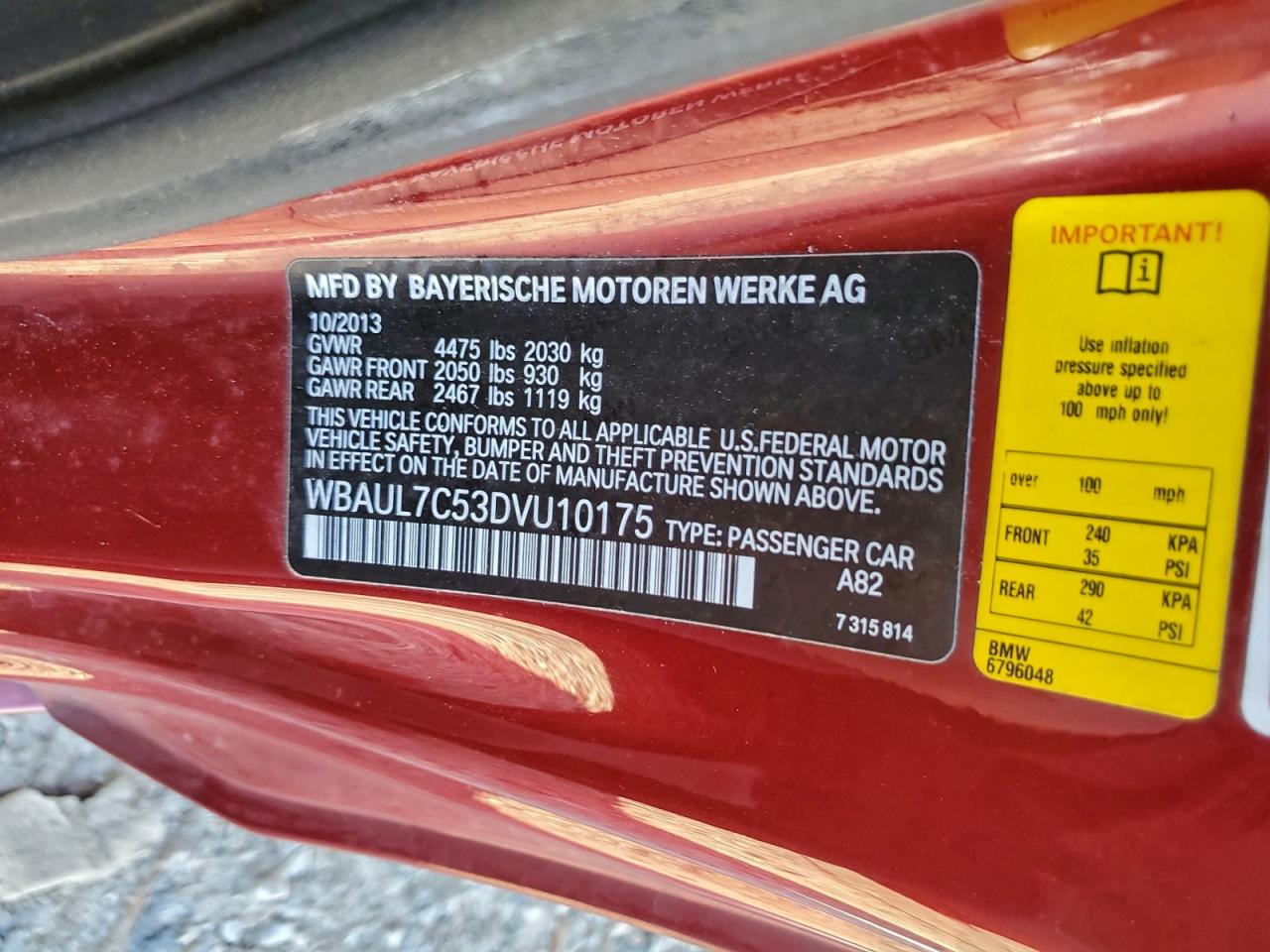 2013 Bmw 128 I Burgundy vin: WBAUL7C53DVU10175