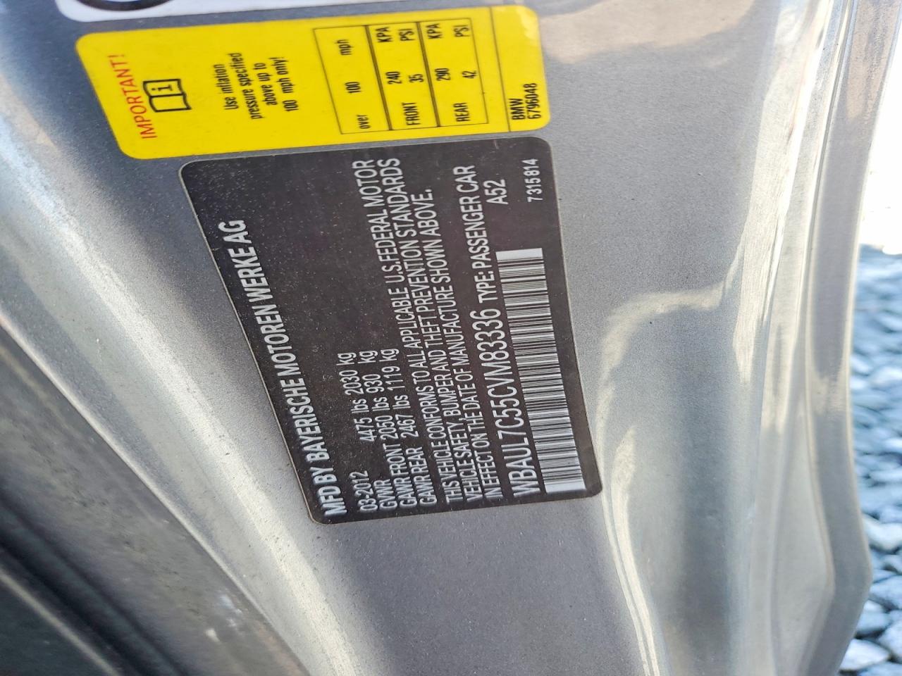 2012 Bmw 128 I Угольный vin: WBAUL7C55CVM83336