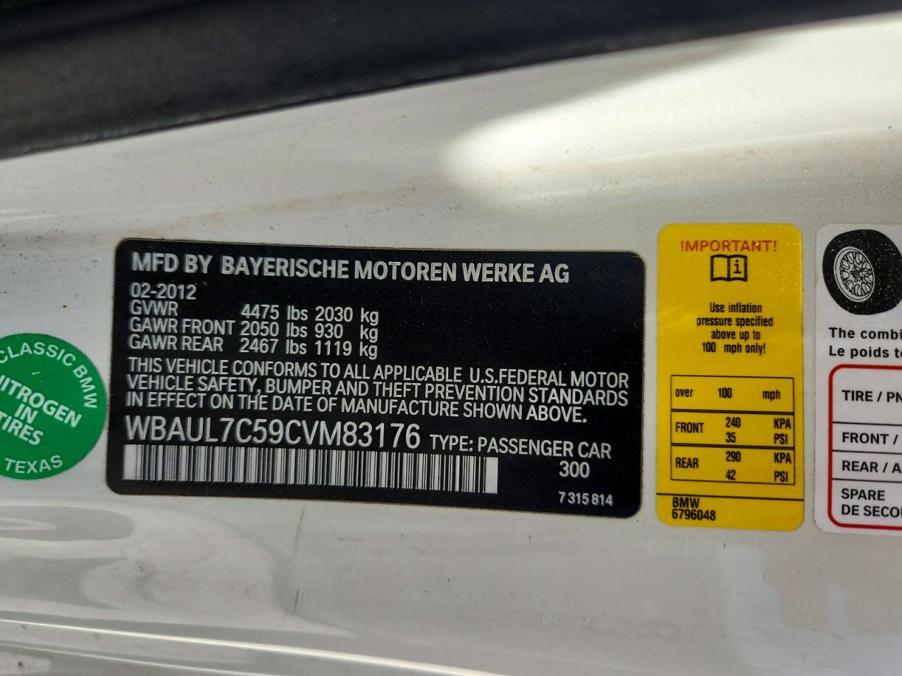 2012 Bmw 128 I White vin: WBAUL7C59CVM83176