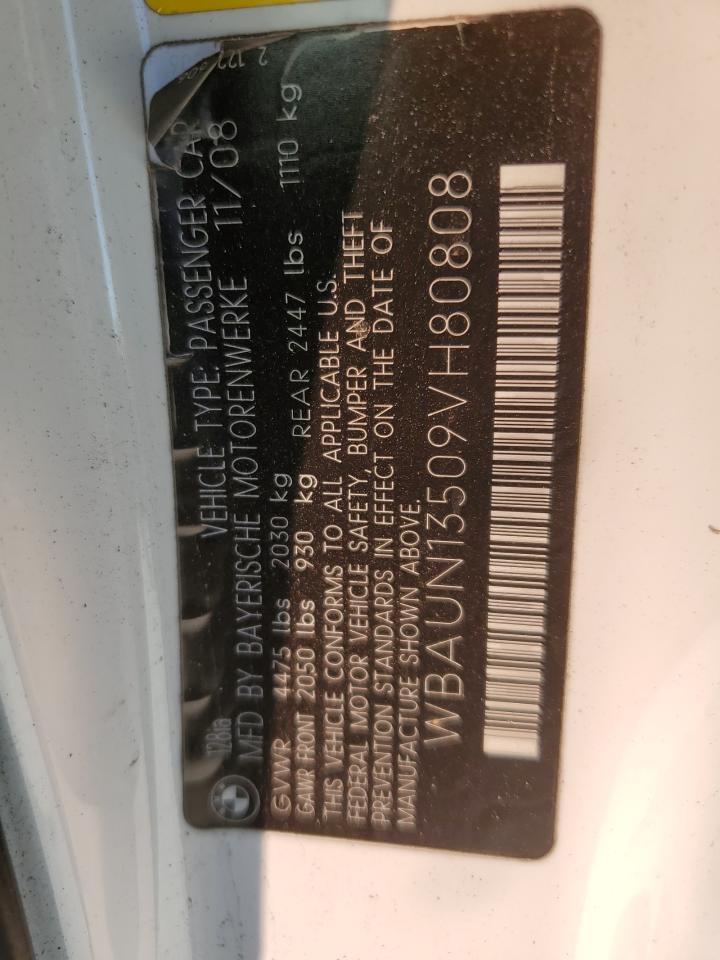 2009 Bmw 128 I White vin: WBAUN13509VH80808
