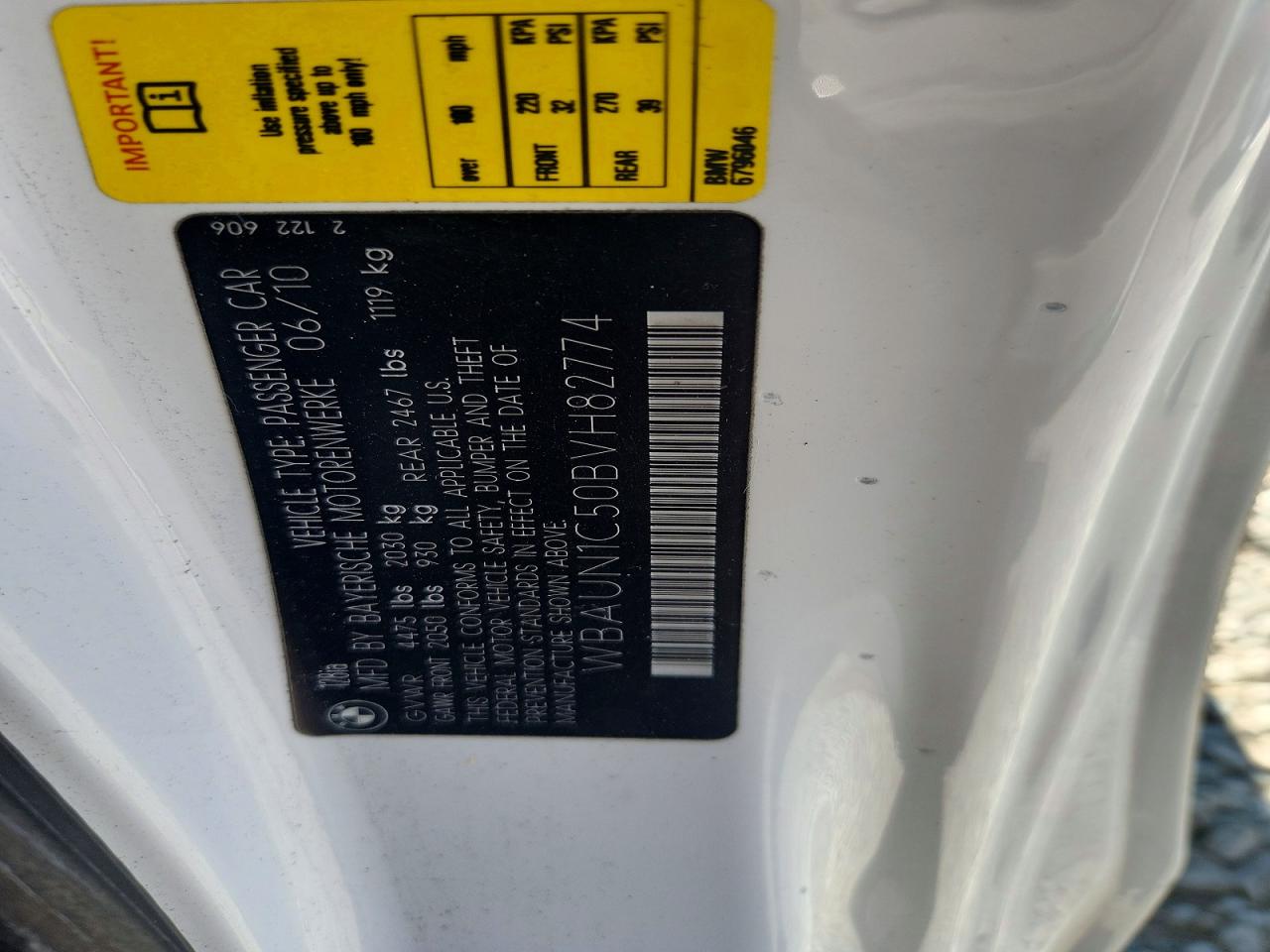 2011 Bmw 128 I White vin: WBAUN1C50BVH82774