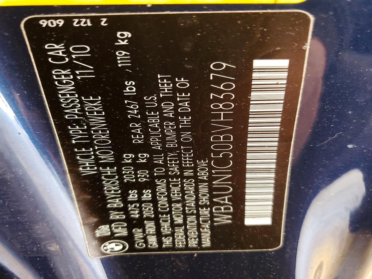 2011 Bmw 128 I Blue vin: WBAUN1C50BVH83679