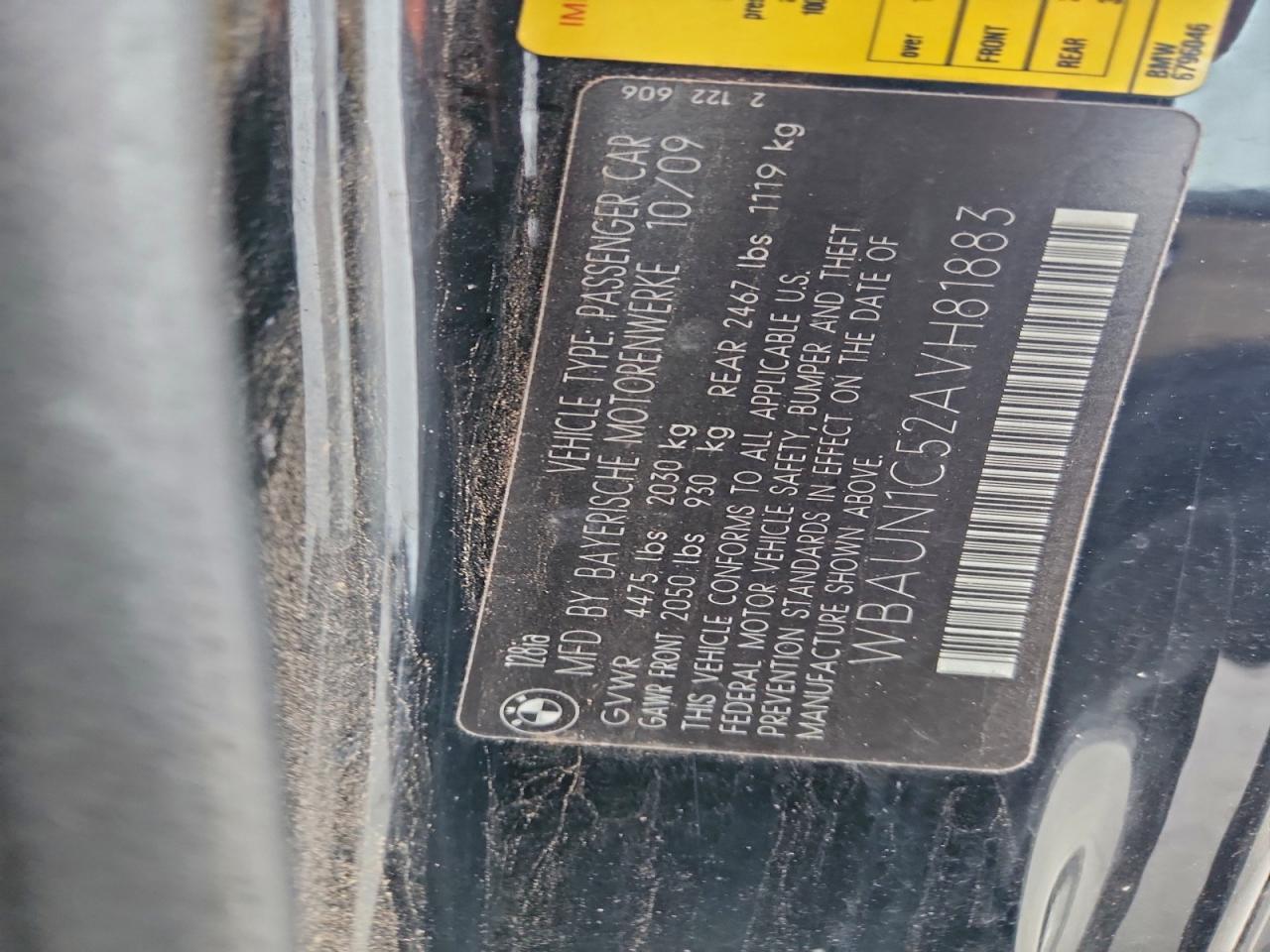 2010 Bmw 128 I Black vin: WBAUN1C52AVH81883