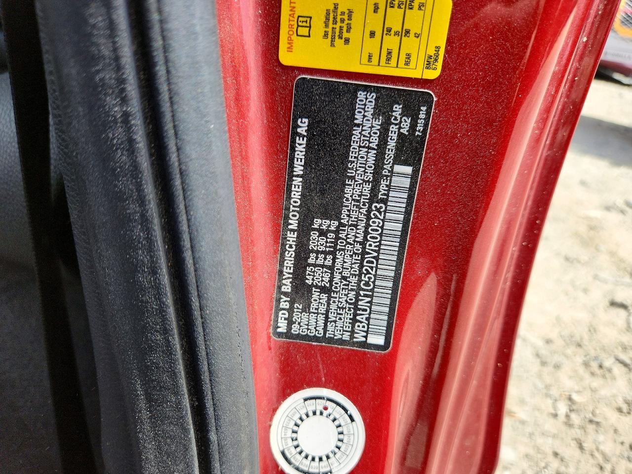 2013 Bmw 128 I Red vin: WBAUN1C52DVR00923