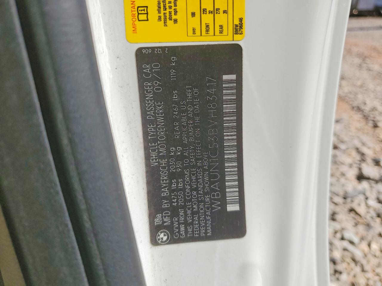 2011 Bmw 128 I Белый vin: WBAUN1C53BVH83417
